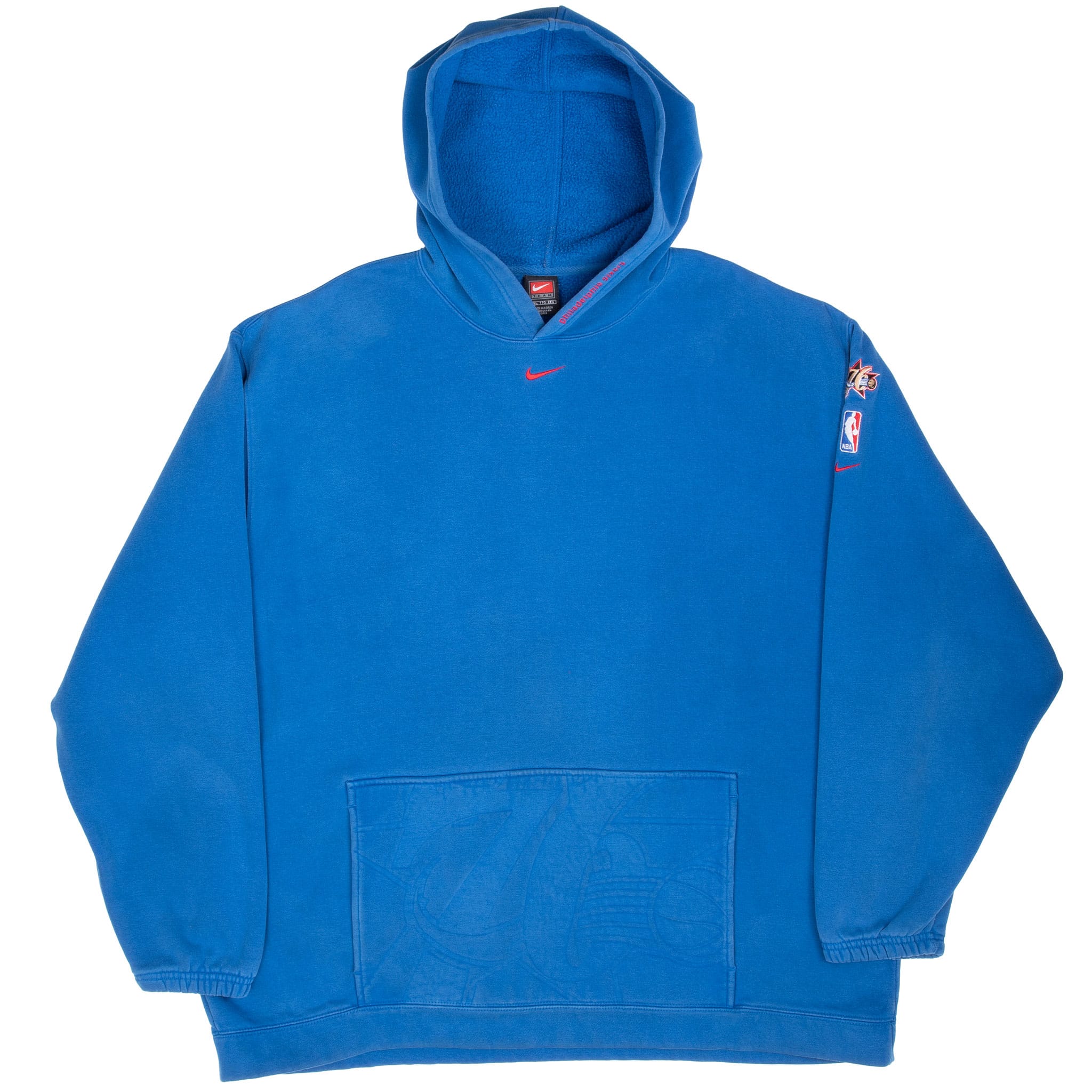 Vintage Nike Team NBA Philadelphia Sixers Hoodie Sweatshirt Size 2XLarge.