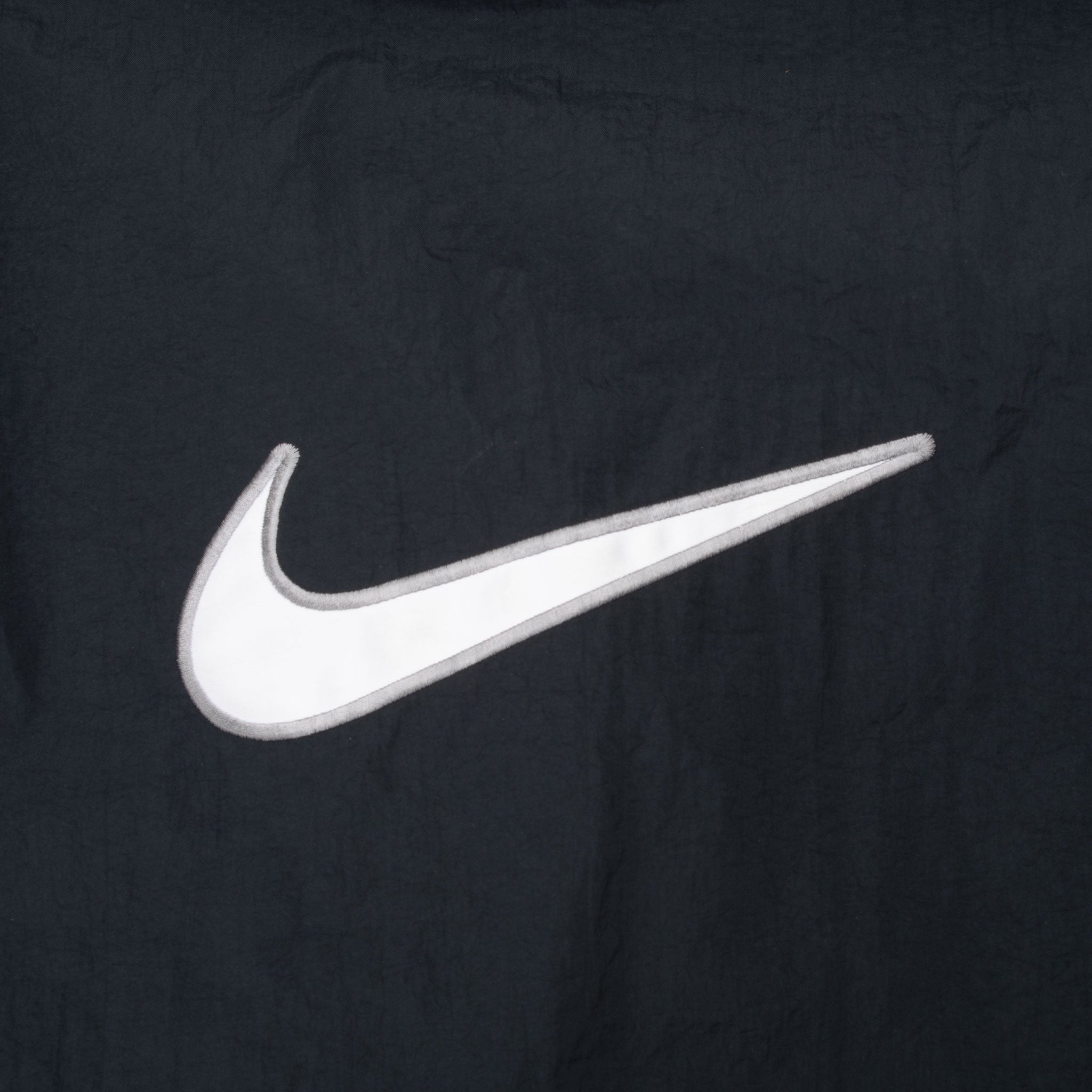 Vintage Nike Big Swoosh Black Hooded Windbreaker Jacket 1990S Size Large