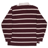 Vintage Ralph Lauren Burgundy & White Striped Rugby Polo Shirt 1990S Size Large