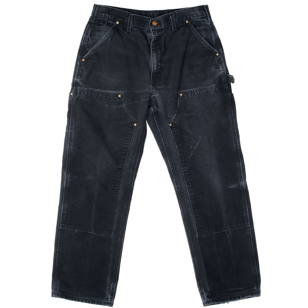 Vintage Carhartt Carpenter Double Knee Black Pants 2000S Size 31X28

Size on tag 33X30 Actual Size 31X28