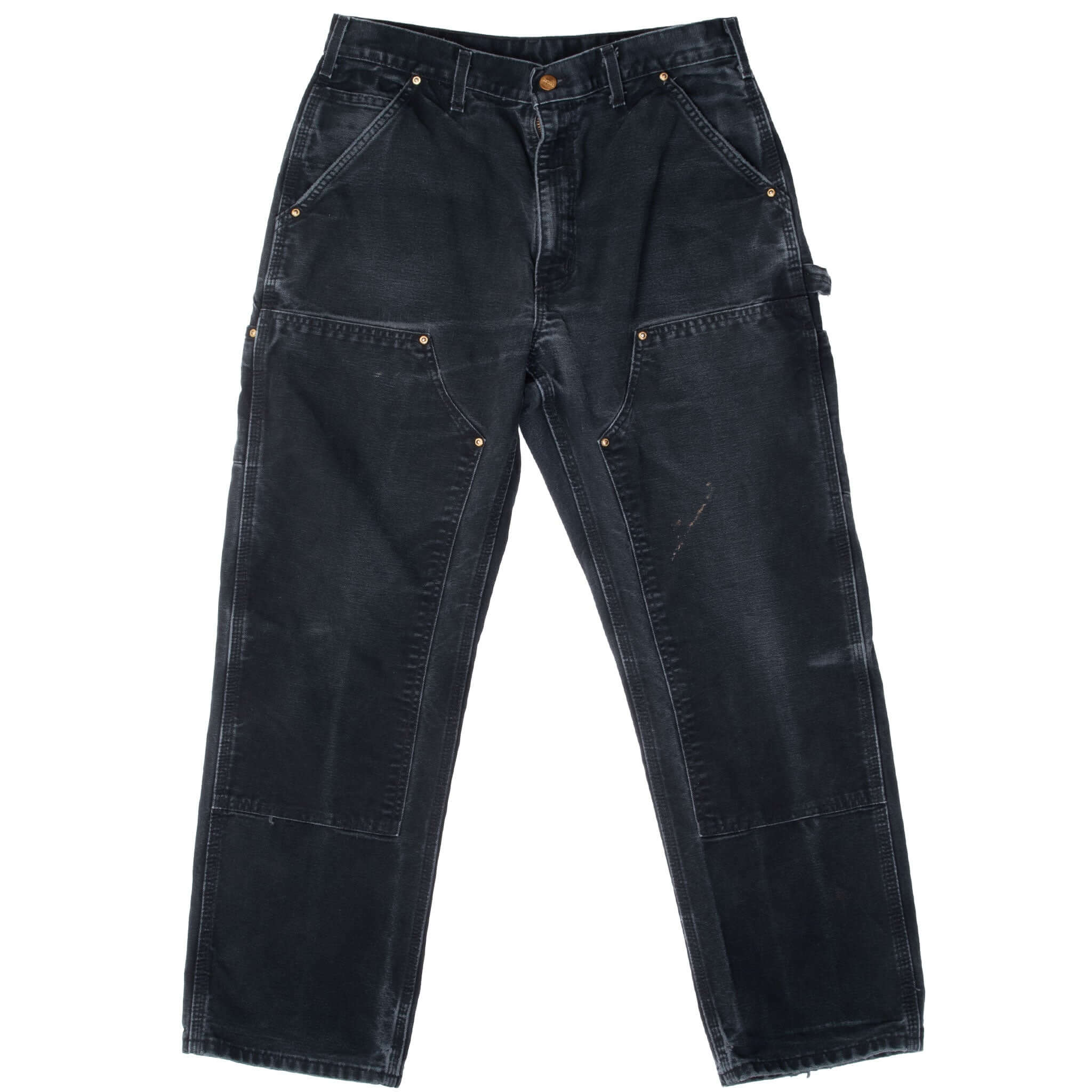 Vintage Carhartt Carpenter Double Knee Black Pants 2000S Size 31X28

Size on tag 33X30 Actual Size 31X28