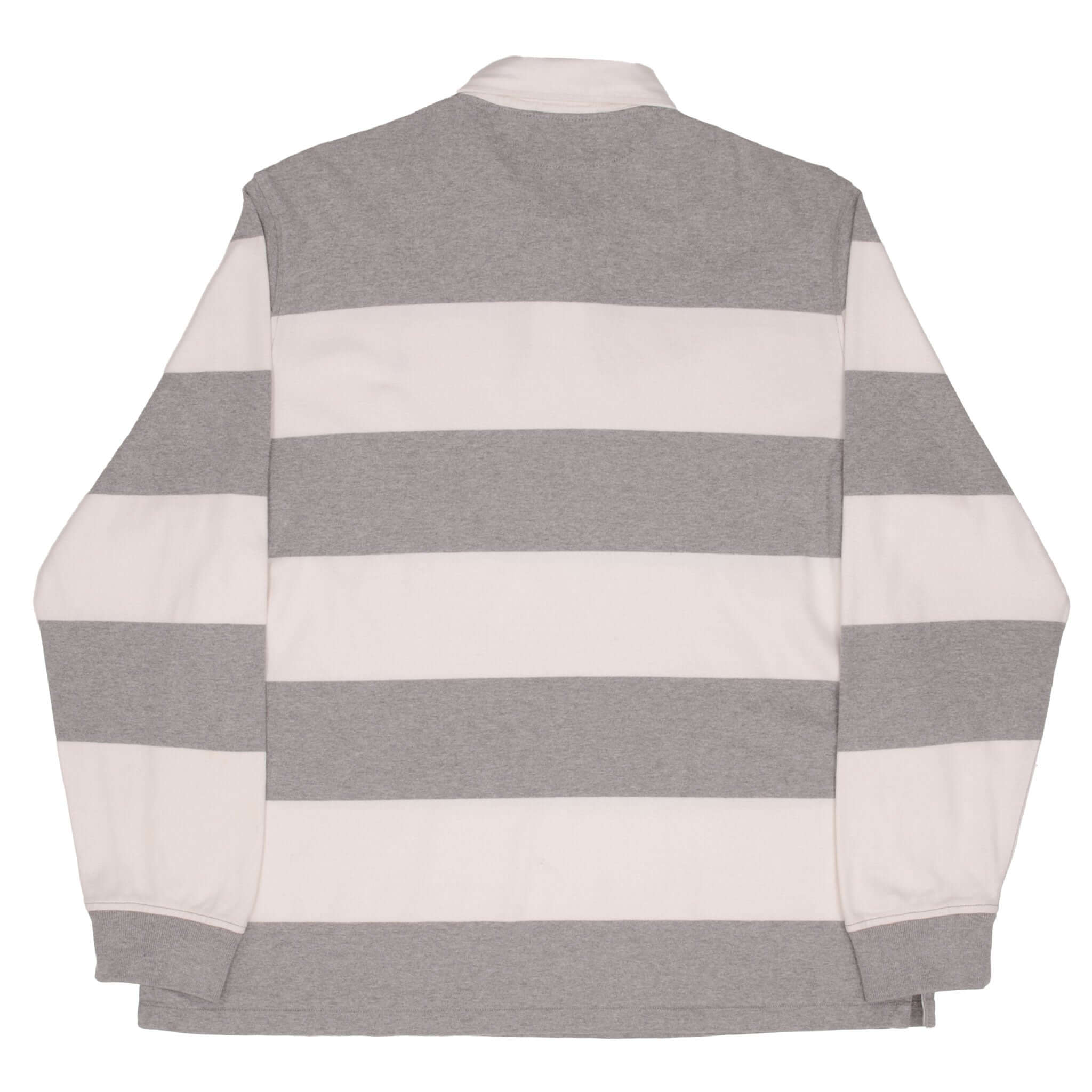 Vintage Ralph Lauren Grey & White Striped Rugby Polo Shirt 1990S Size XL