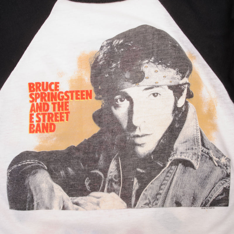 Vintage Bruce Springsteen And The E Street Band World Tour '84/85 Signal Raglan Tee Shirt 1984 Size Large (fits like a Small) Made In USA with single stitch sleeves.