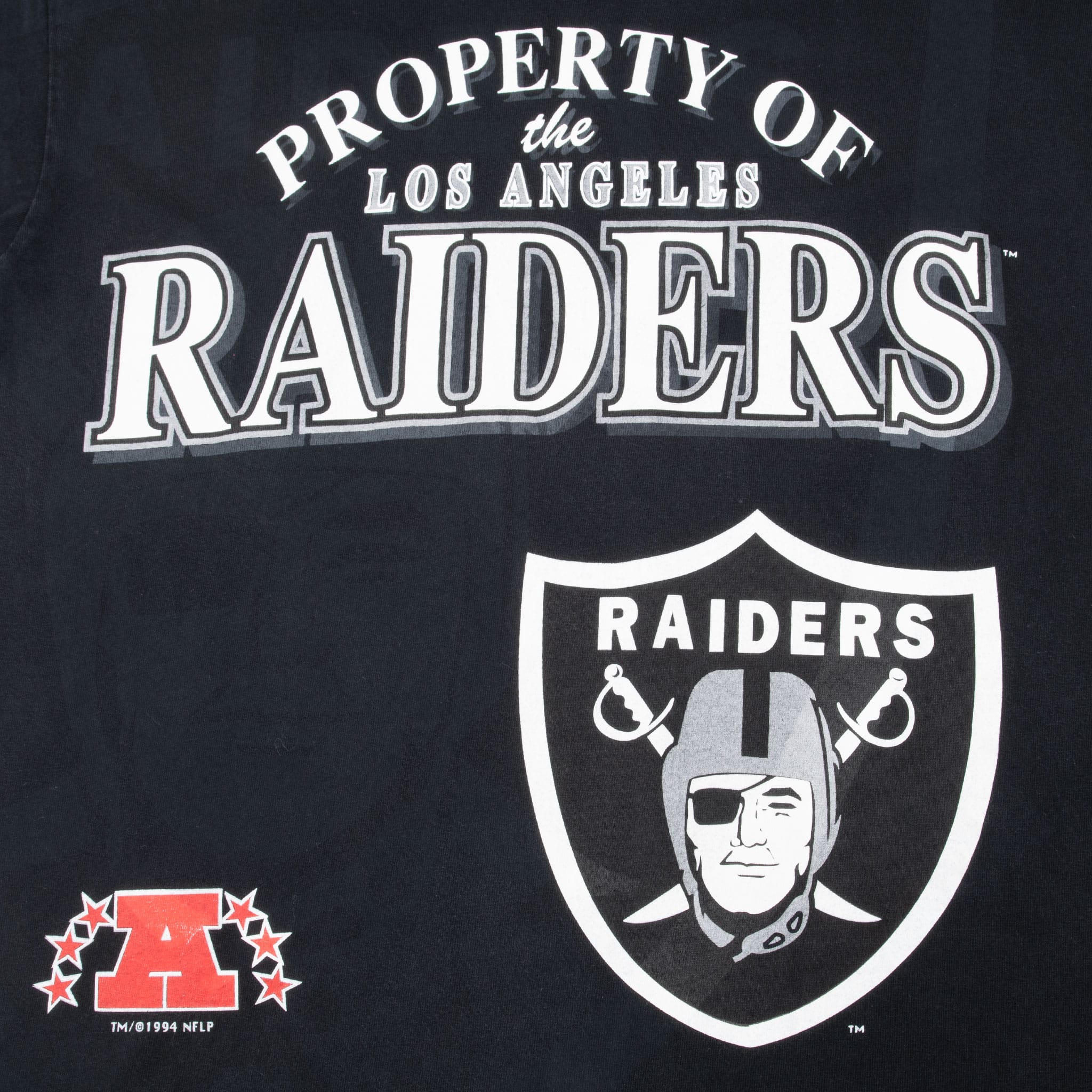 Vintage Nfl Los Angeles Raiders Black Tee Shirt 1990S Size XL Made In Usa