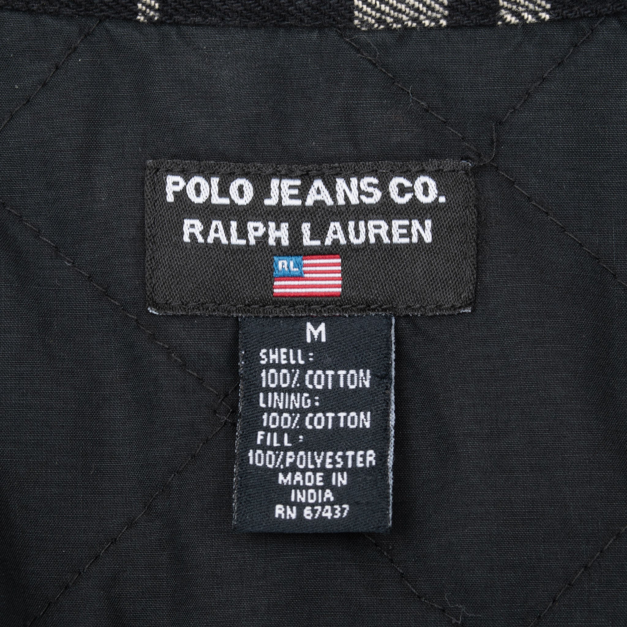 Vintage Ralph Lauren Jeans Co Black White Plaid Flannel Shirt 1990S Size Medium