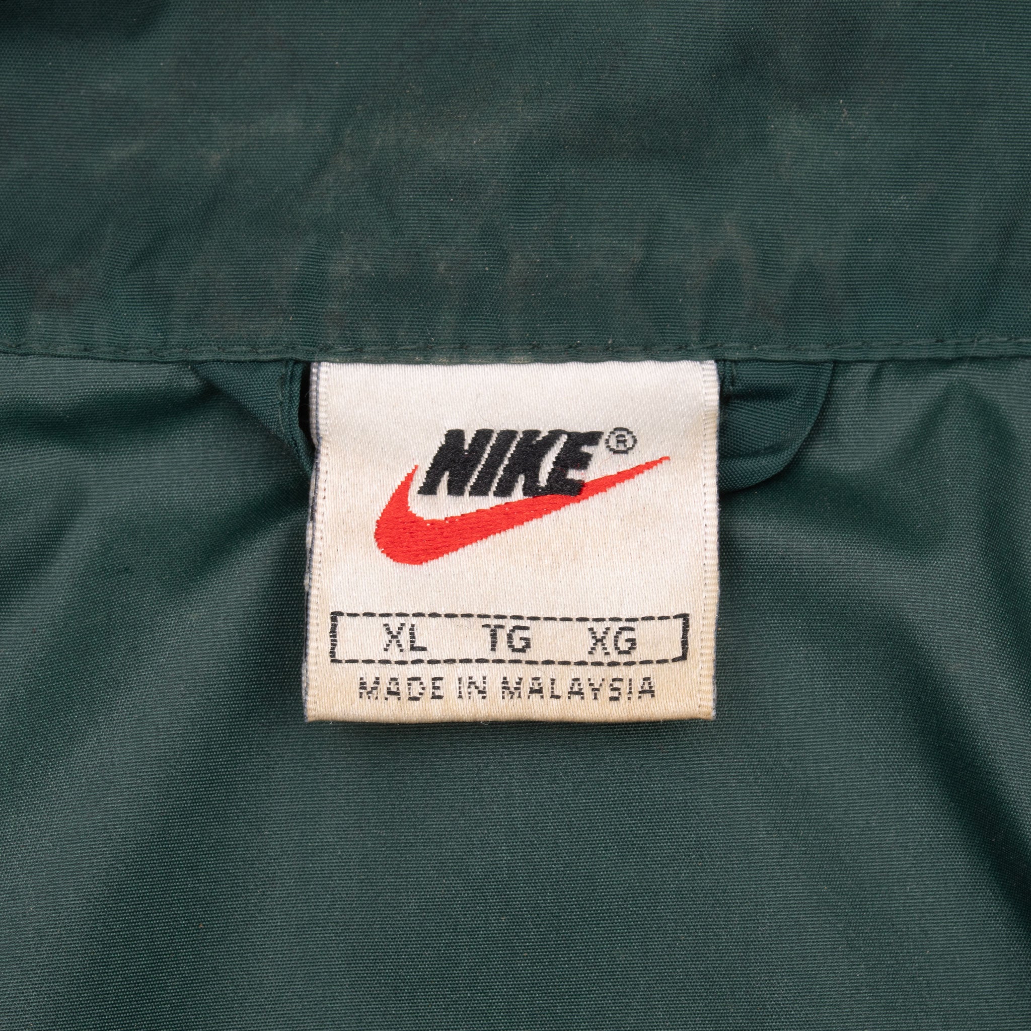 Vintage Nike Classic Swoosh Green Windbreaker Pullover Jacket 1990S Size XL