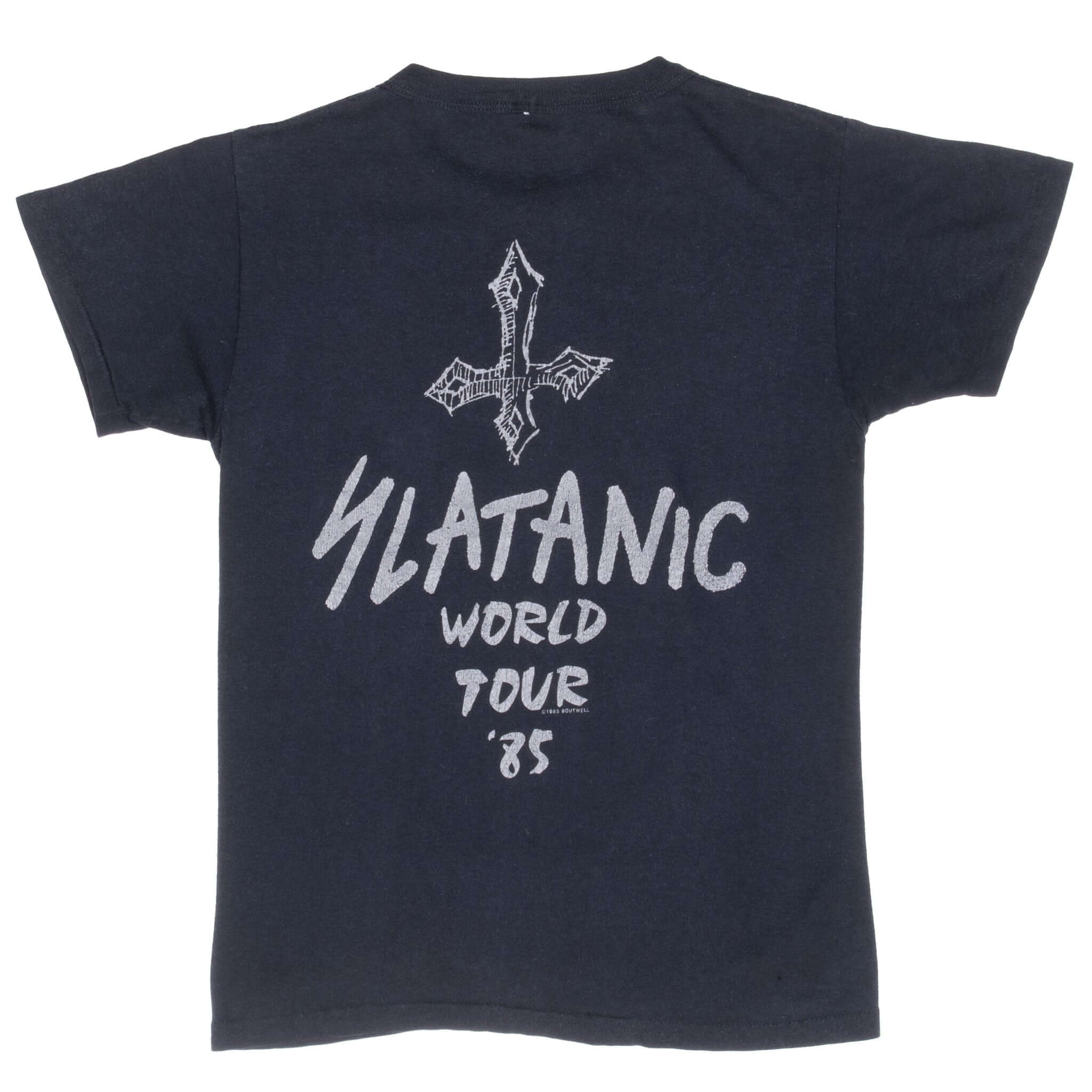 Vintage Slayer Slatanic Wehrmacht Tour 1985 Tee Shirt Size XS With Single Stitch Sleeves