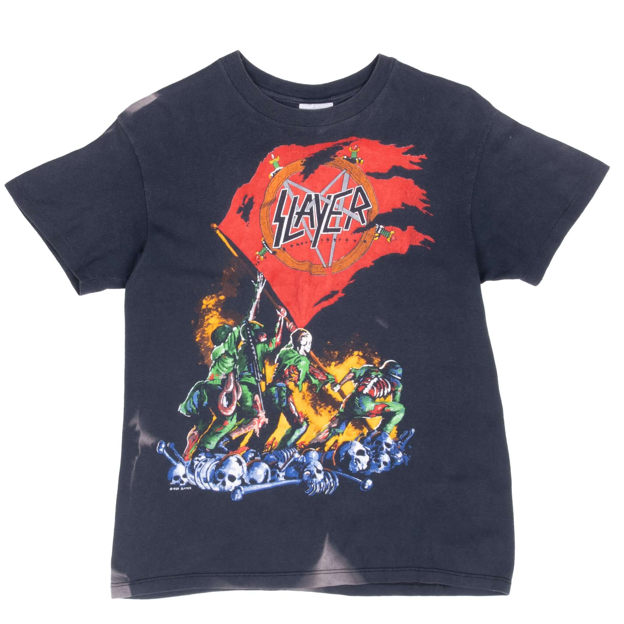 Vintage Slayer World Sacrifice Tour 1989 Hanes Tee Shirt Size Small Made In Usa With Single Stitch Sleeves