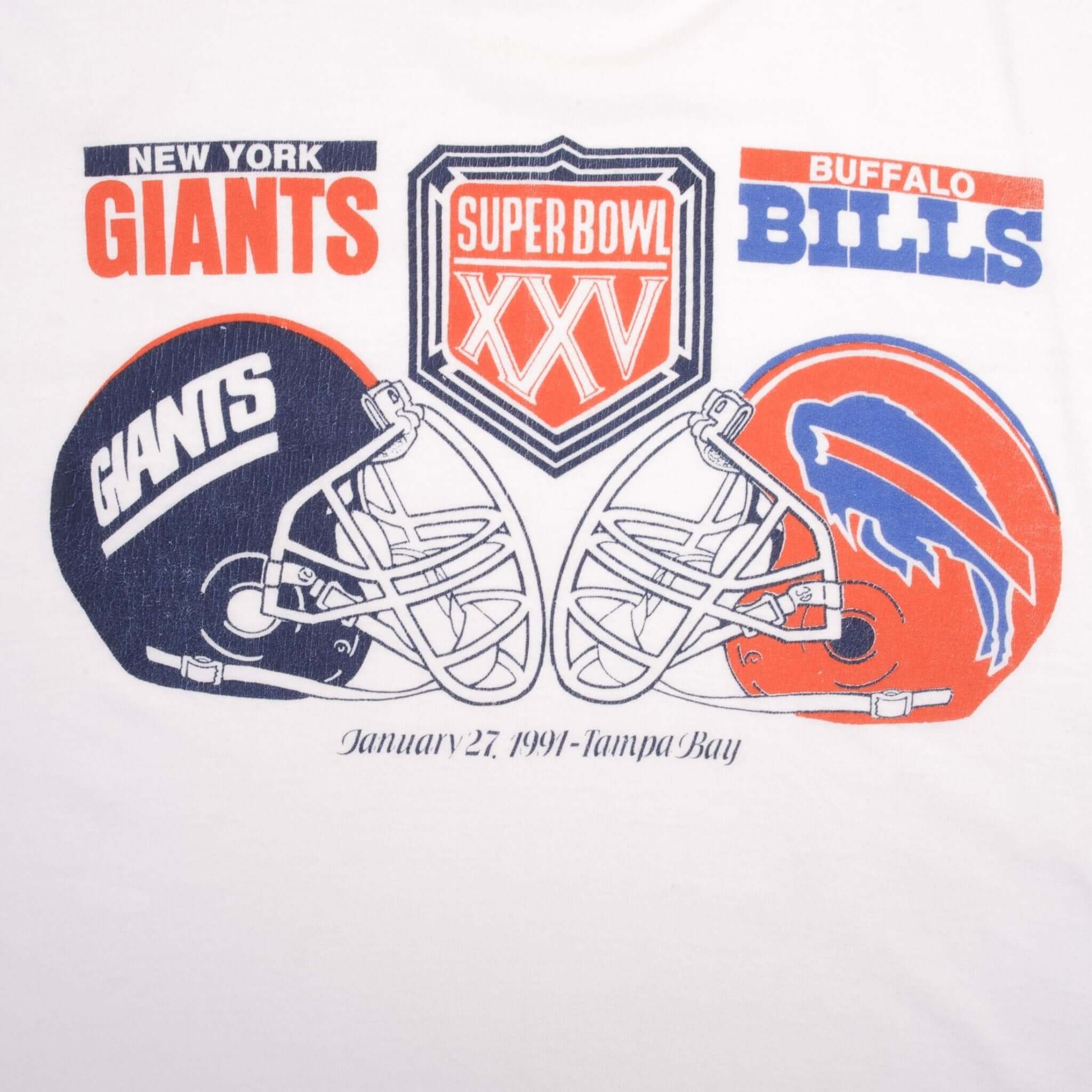 Vintage NFL New York Giants VS Buffalo Bills Super Bowl XXV 1991 Tee Shirt Size XL Made In USA With Single Stitch Sleeves
