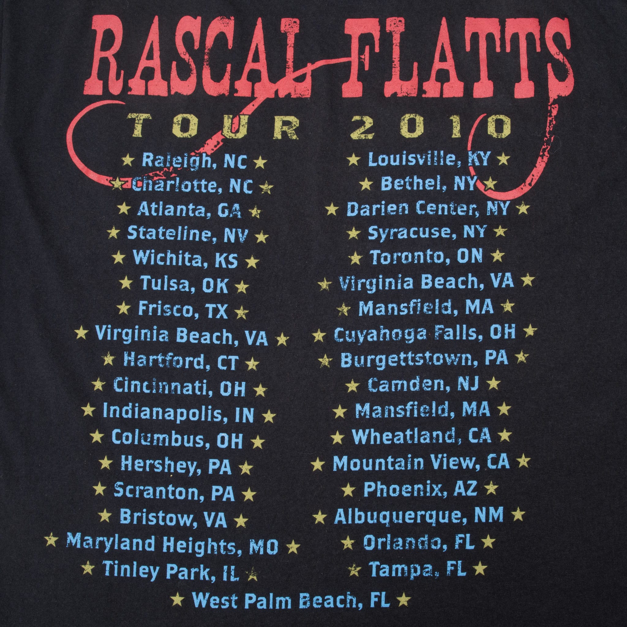 Vintage Rascal Flatts Tour 2010 Country Tee Shirt Size Medium