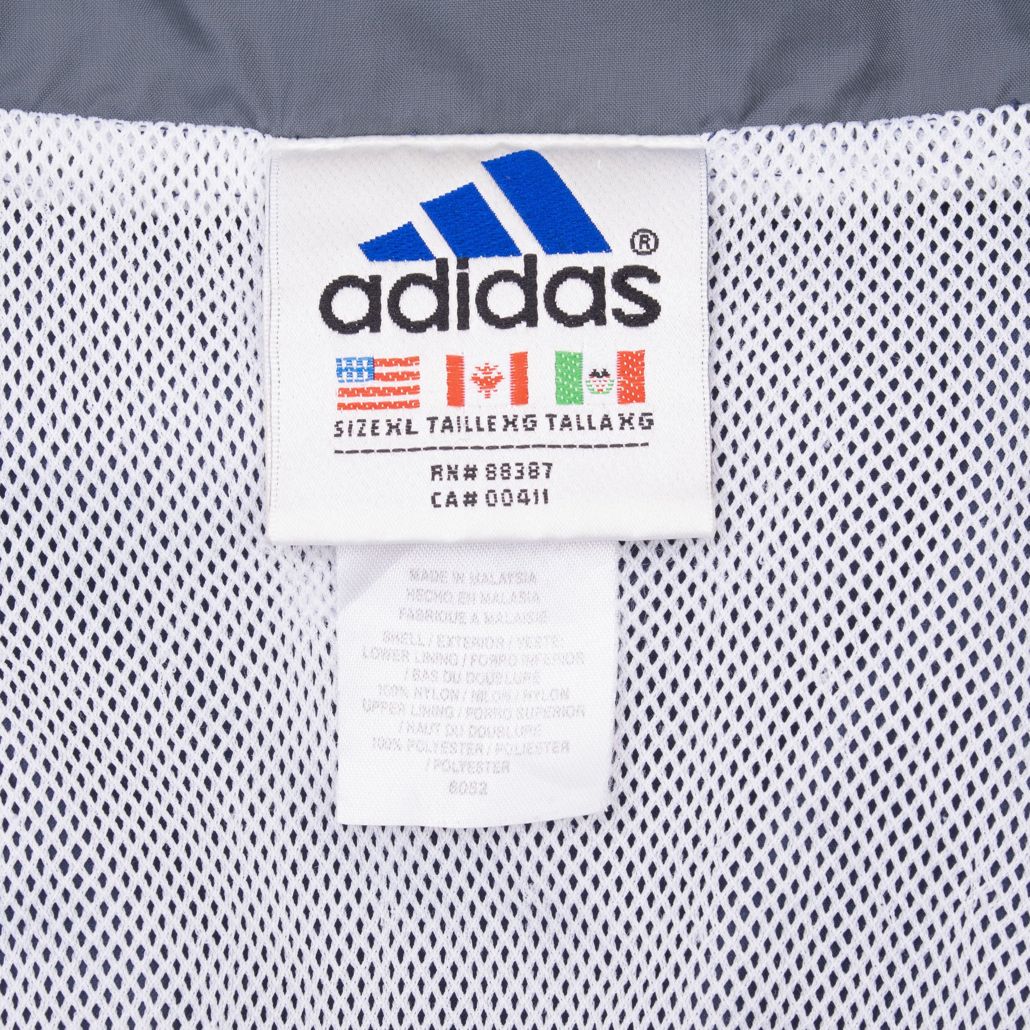 Vintage Adidas 3 Stripes Blue Windbreaker Jacket 1990S Size Xl