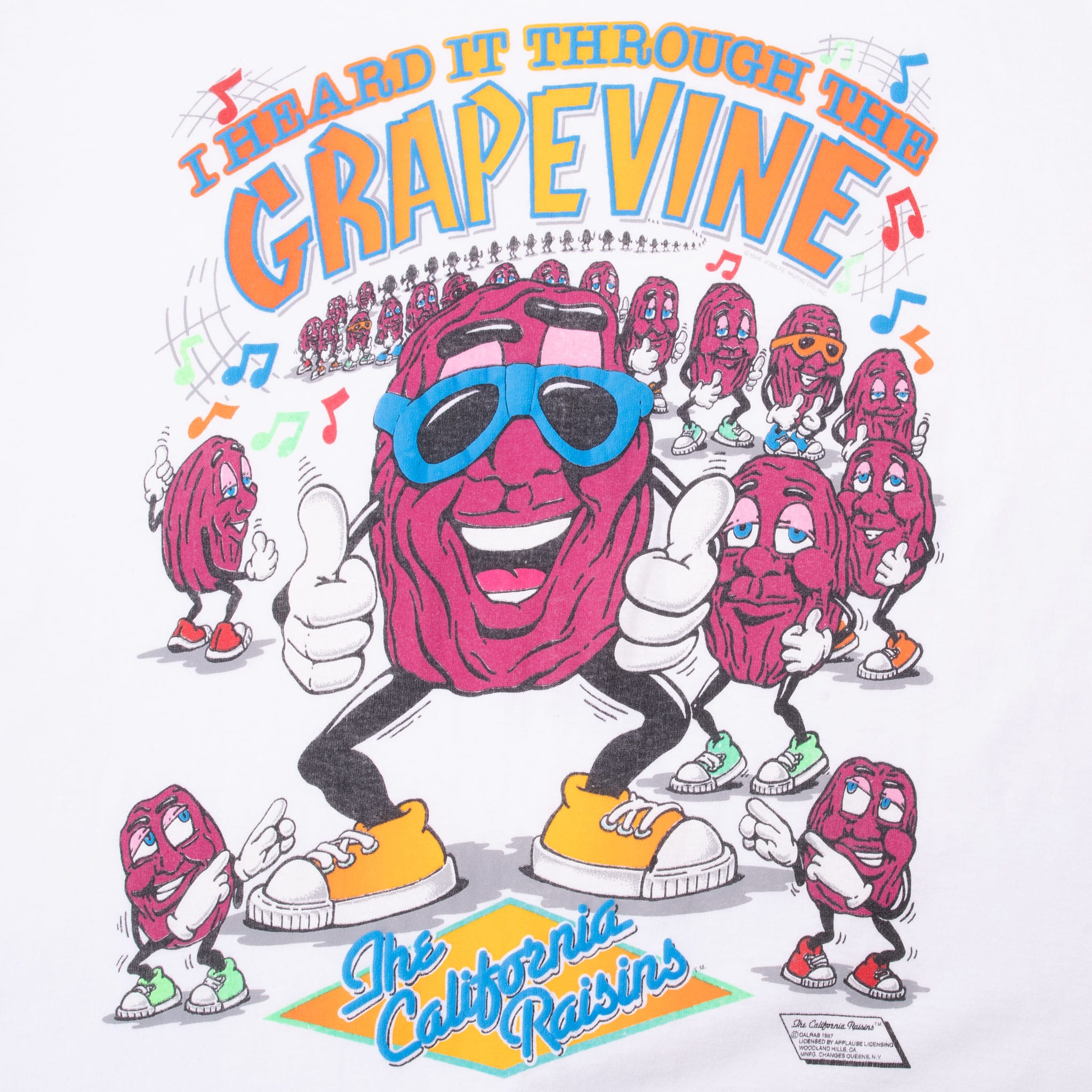 Vintage The California Raisins Grapevine Tee Shirt 1987 Size Xl Made In Usa With Single Stitch Sleeves