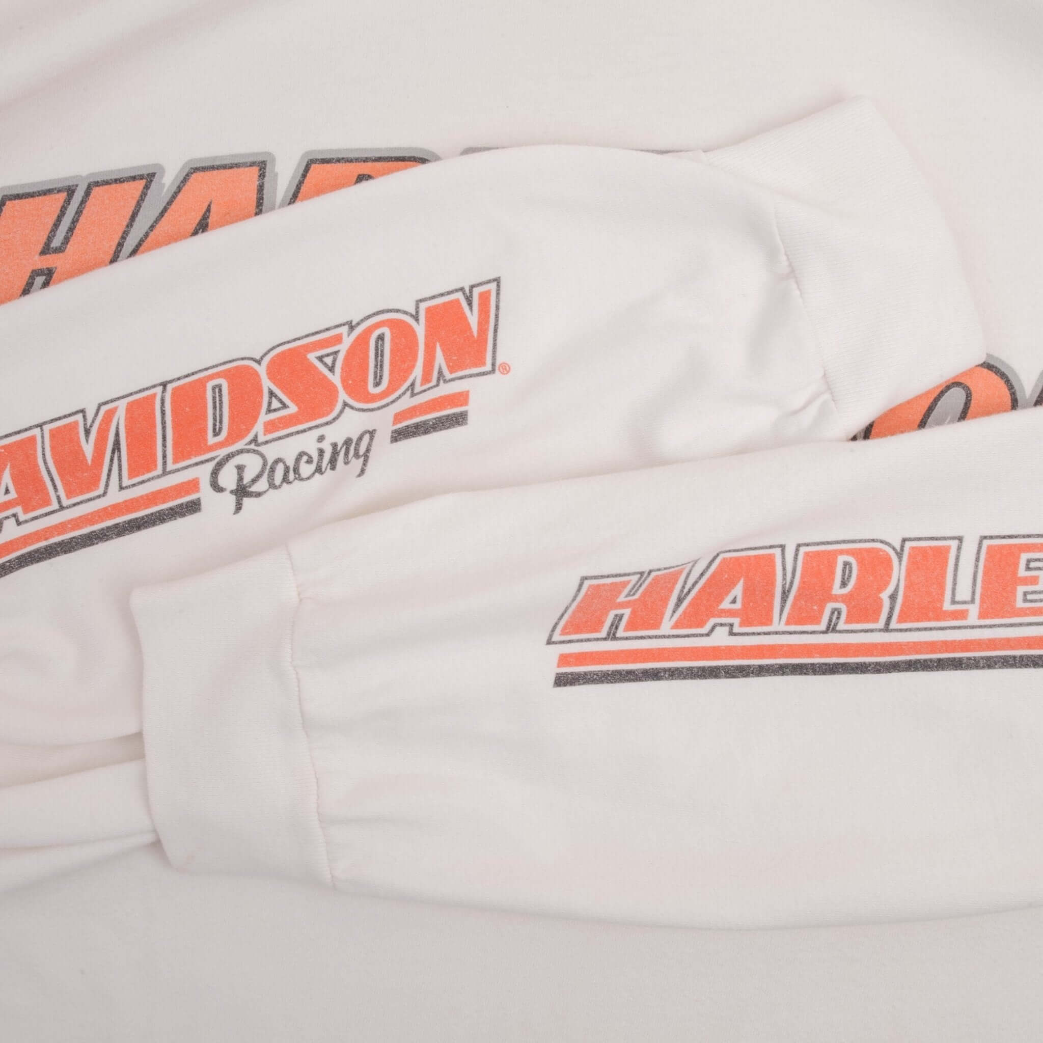 Vintage Harley Davidson Racing Long Sleeves White Tee Shirt Size XL
