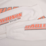 Vintage Harley Davidson Racing Long Sleeves White Tee Shirt Size XL