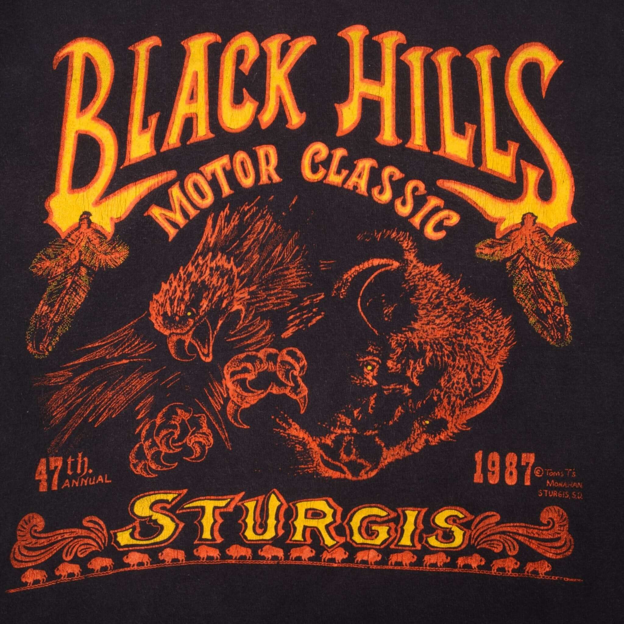 Vintage Sturgis Black Hills Rally Tee Shirt 1987 Size Medium Made In USA With Single Stitch Sleeves.