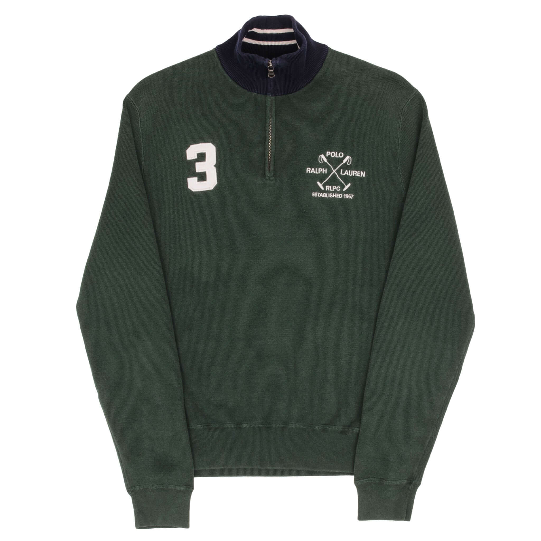 Vintage Polo Ralph Lauren Green Rlpc Quarter 1/4 Zip Sweater 1990S Size Large