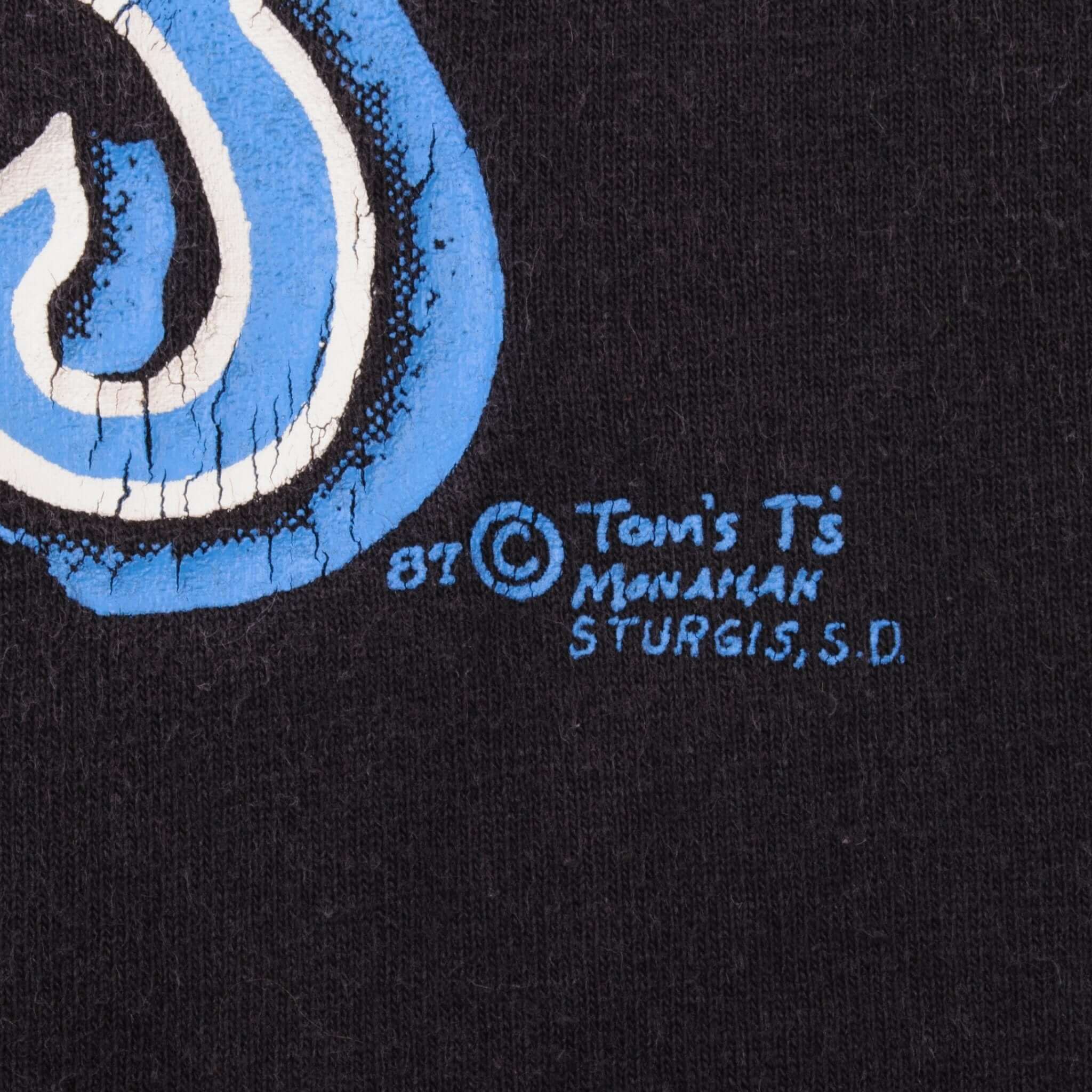 Vintage Sturgis Black Hills Rally Tee Shirt 1987 Size Medium Made In USA With Single Stitch Sleeves.