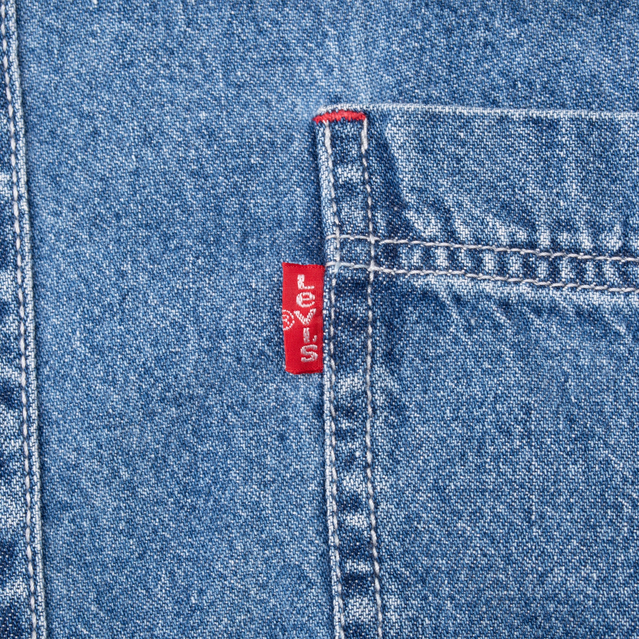 Vintage Levis Denim Blue Pocket Shirt 1990S Size Large