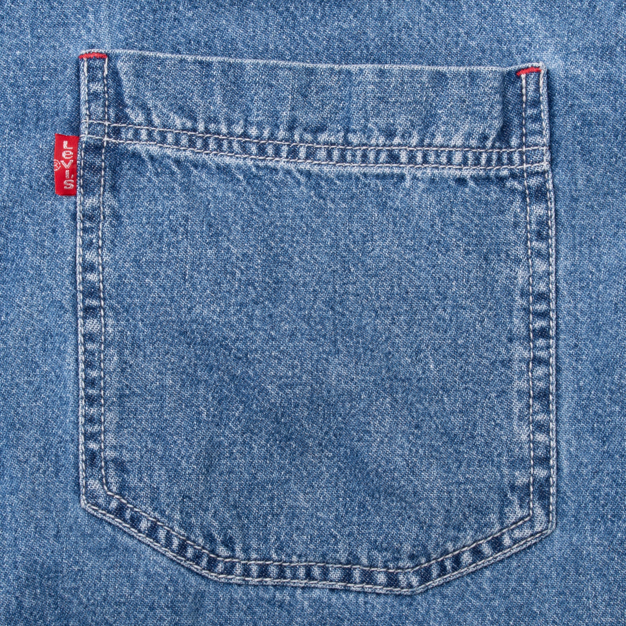Vintage Levis Denim Blue Pocket Shirt 1990S Size Large