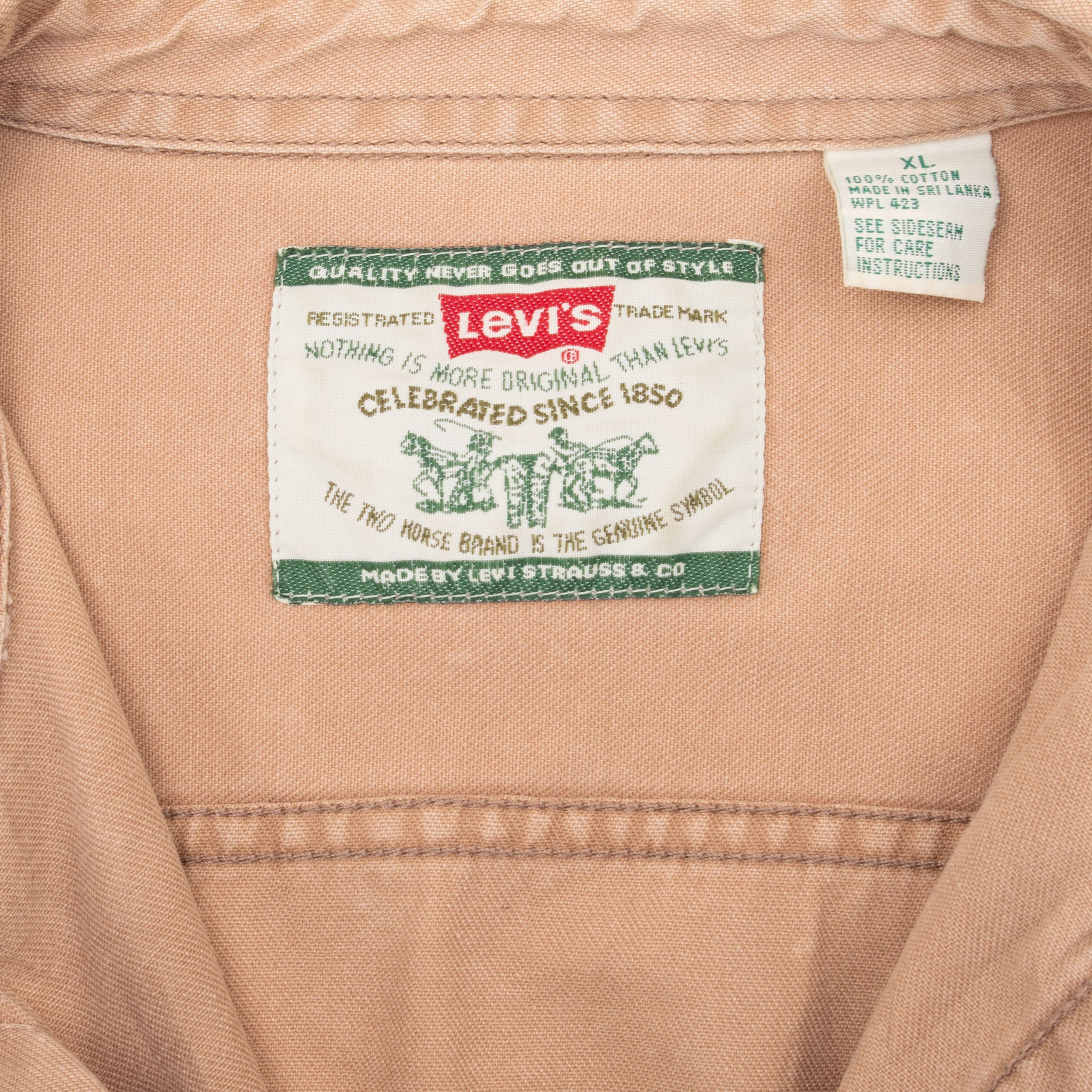 Vintage Levis Pocket Brown Denim Shirt 1990S Size XL