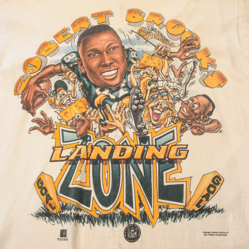 VINTAGE NFL GREEN BAY PACKERS ROBERT BROOKS TEE SHIRT 1990S LARGE MADE IN USA