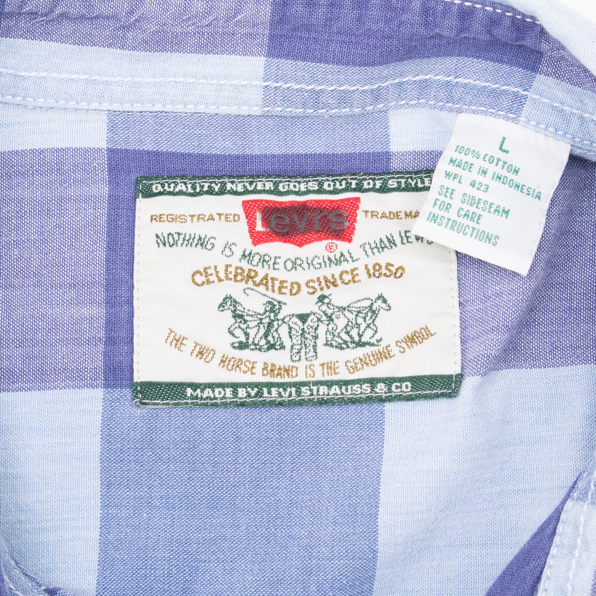 Vintage Levis Blue Squared Pocket Shirt 1990S Size Large
