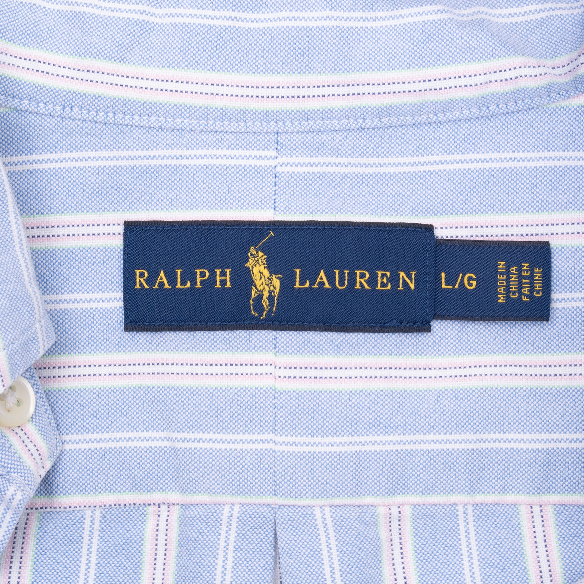 Vintage Ralph Lauren Classic Blue Striped Shirt Size Large