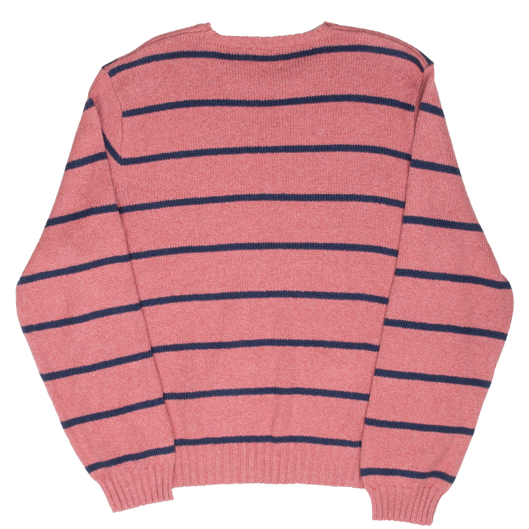 Vintage Ralph Lauren Pink Blue Stripe Knit Sweatshirt 1990S Size 2XL