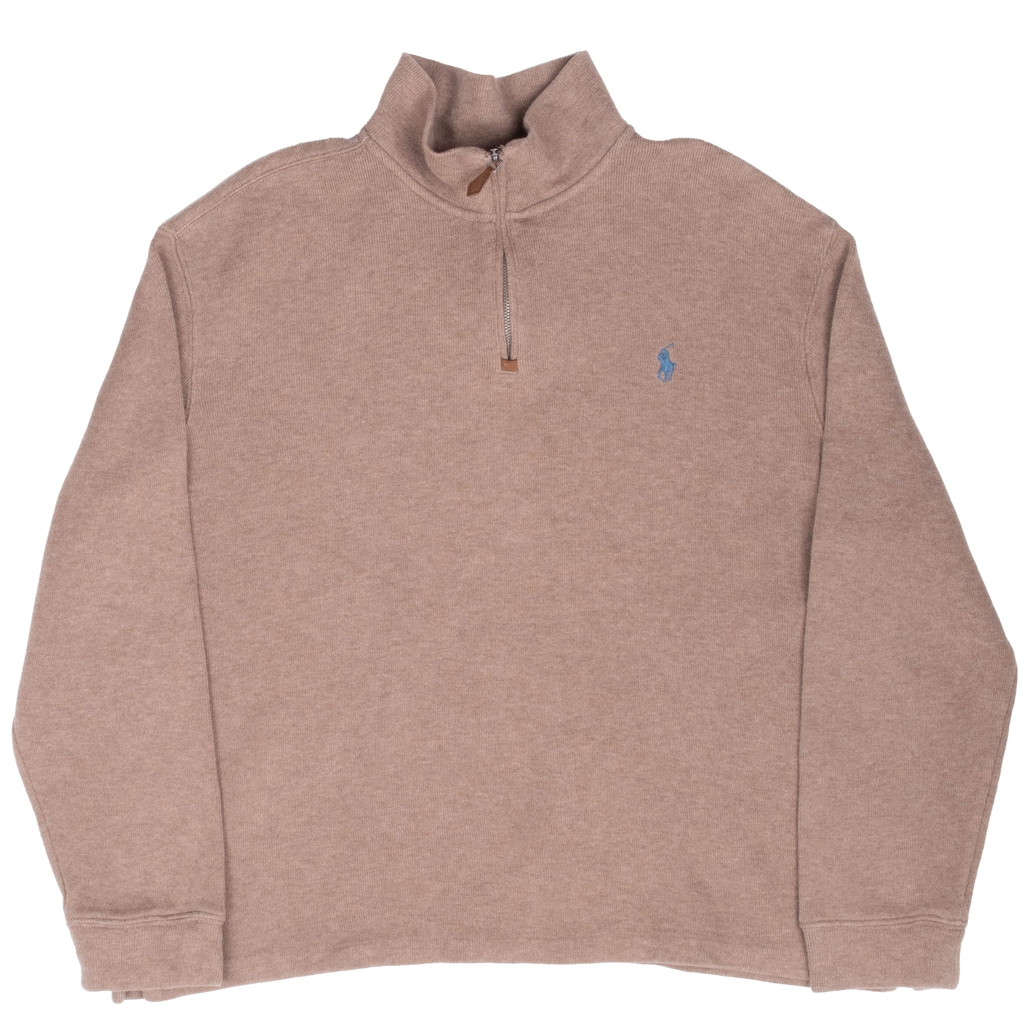 Vintage Polo Ralph Lauren Beige Quarter Zip Sweatshirt Size Large 1990S