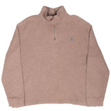 Vintage Polo Ralph Lauren Beige Quarter Zip Sweatshirt Size Large 1990S