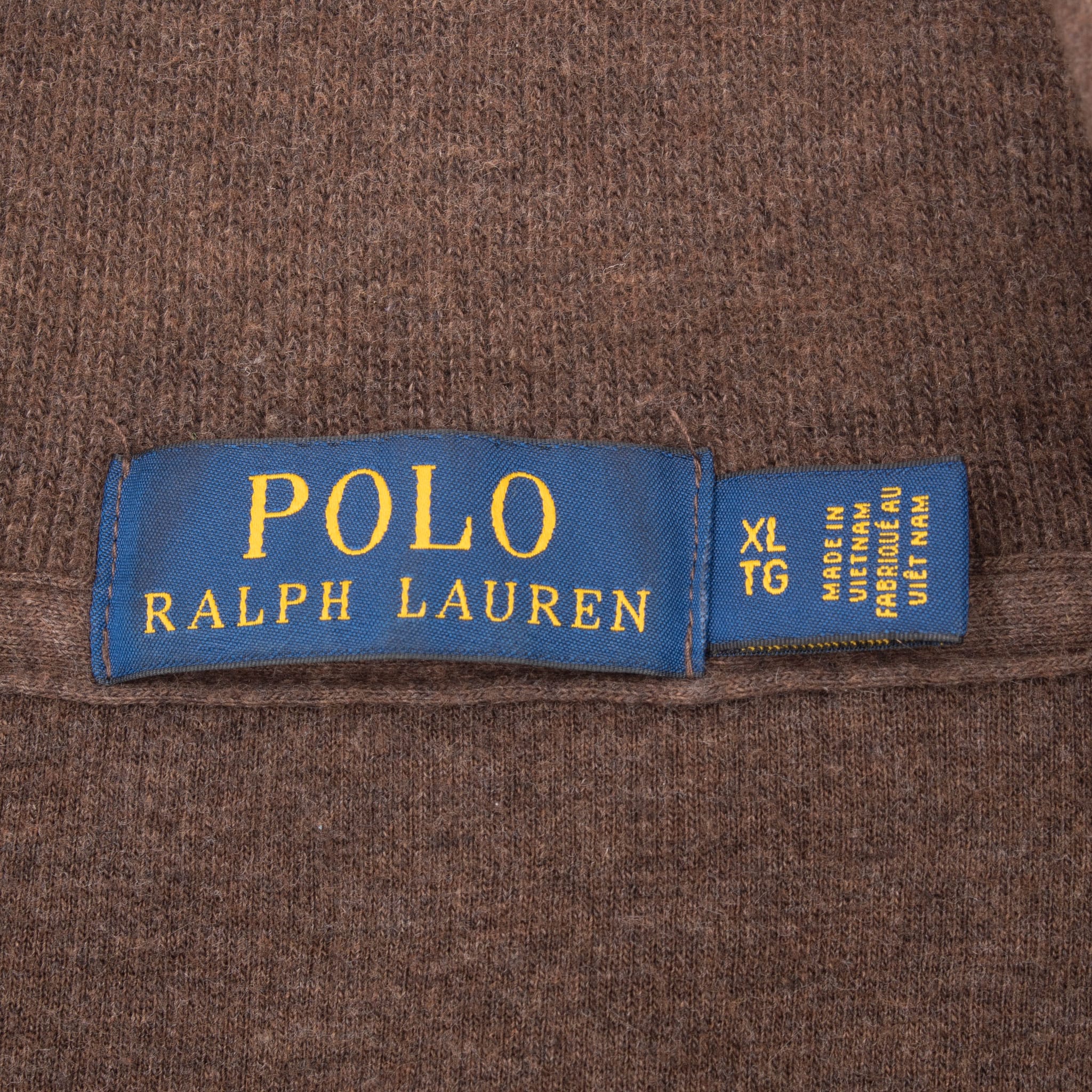 POLO RALPH LAUREN BROWN QUARTER 1/4 ZIP SWEATER SIZE XL