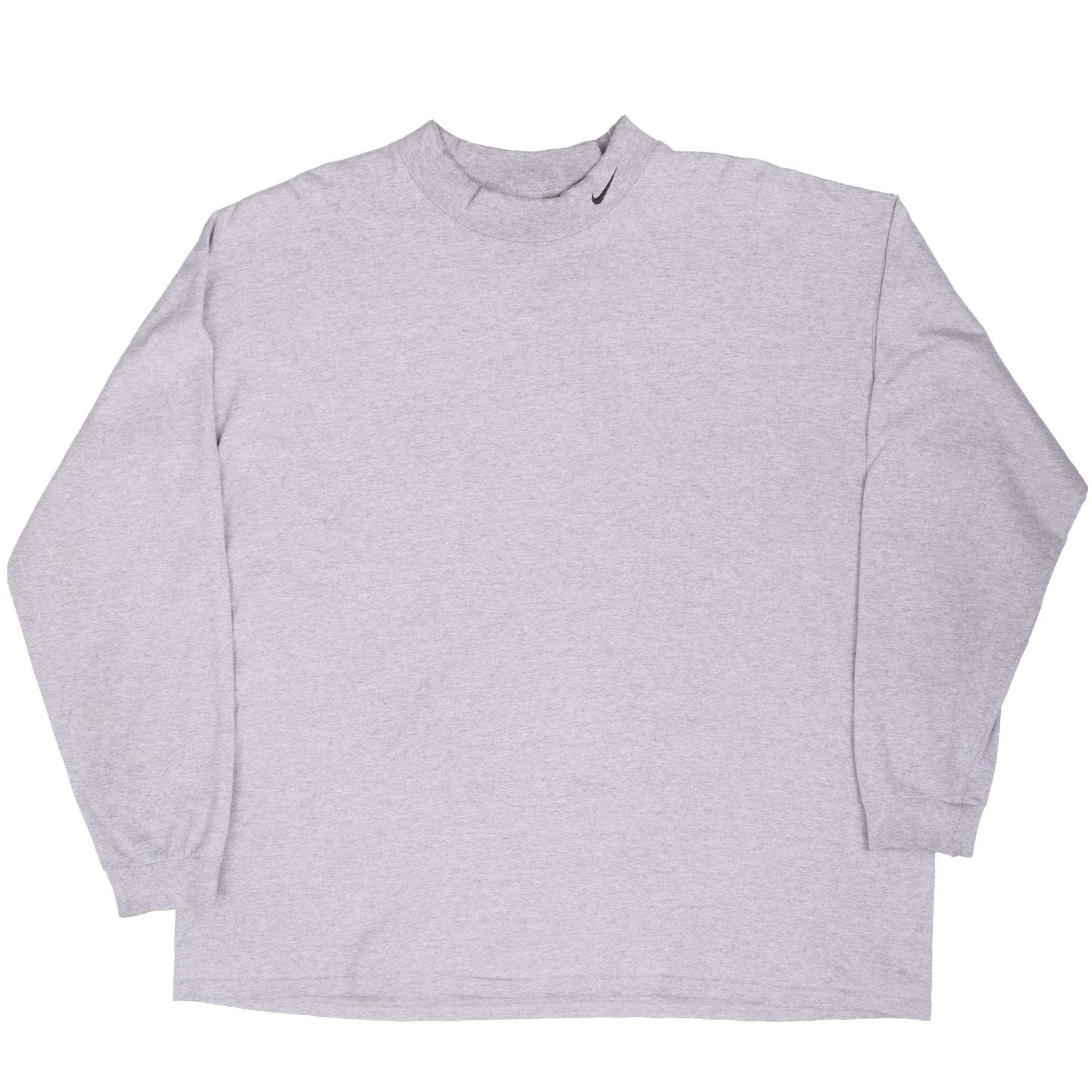 Vintage Nike Long Sleeve Turtle Neck Grey Tee Shirt 2000S Size XL