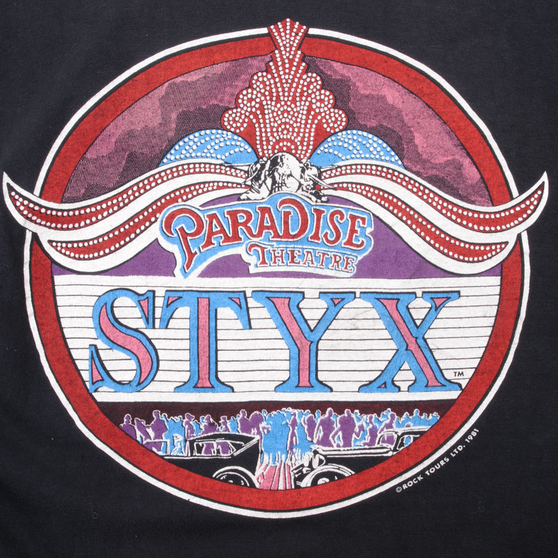 Vintage Styx Rock Tour 1981 Tee Shirt Size Small Made In USA With Single Stitch Sleeves