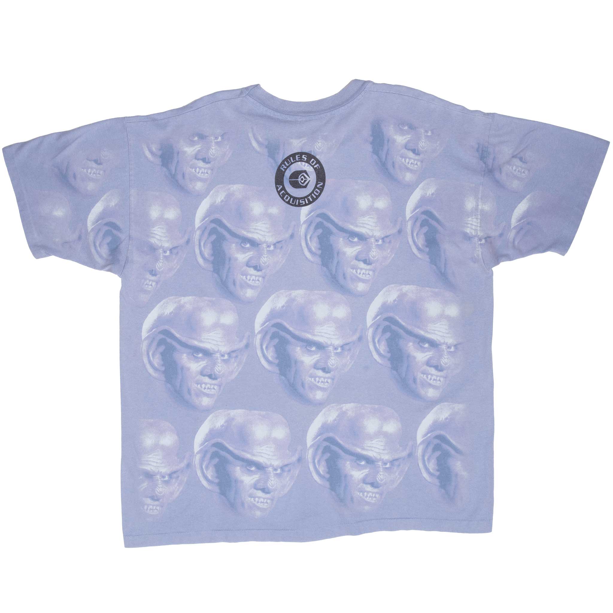 Vintage Star Trek Roles Of Acquisition All Over Print Tee Shirt 1990S Size Xl Made In Usa With Single Stitch Sleeves