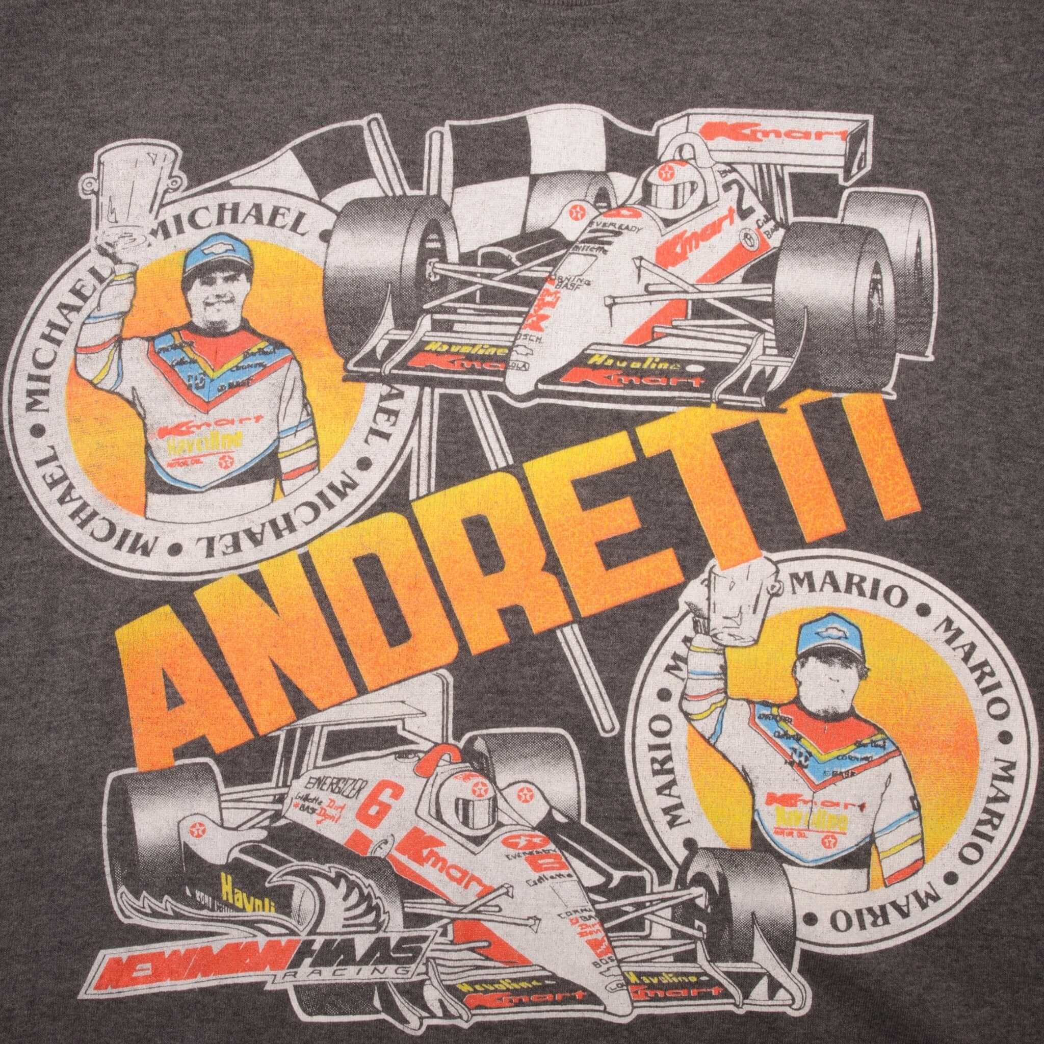 VINTAGE RACING F1 MARIO MICHAEL ANDRETTI 1980S TEE SHIRT MEDIUM MADE IN USA