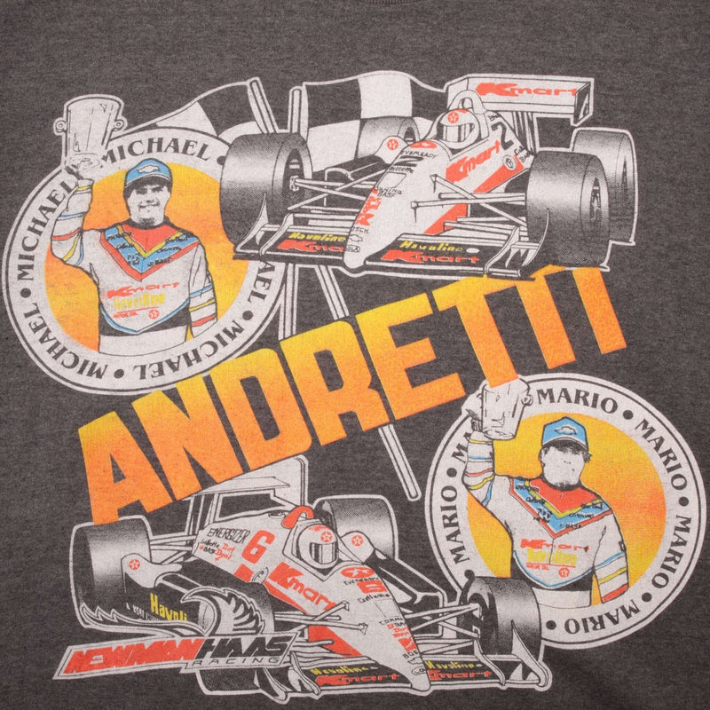 VINTAGE RACING F1 MARIO MICHAEL ANDRETTI 1980S TEE SHIRT MEDIUM MADE IN USA