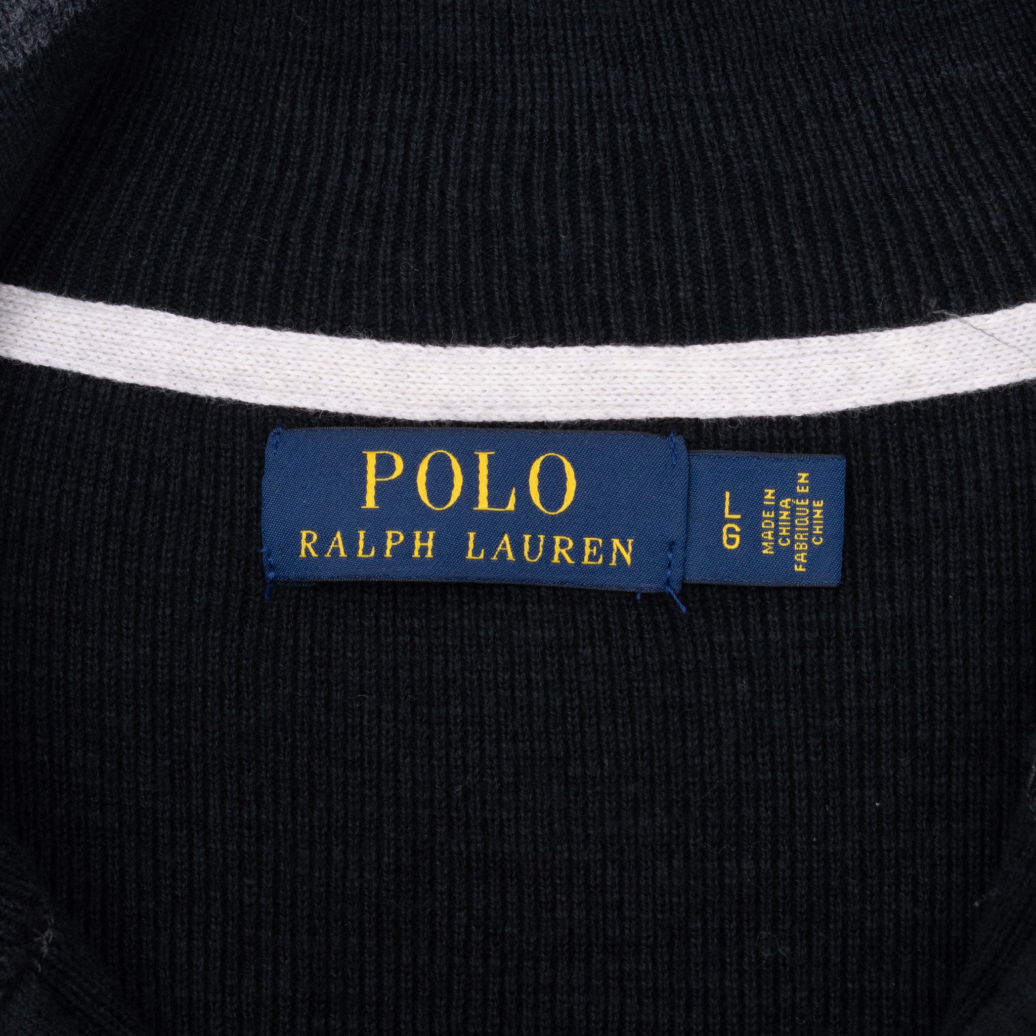 Vintage Polo Ralph Lauren Spellout Black Quarter 1/4 Zip Sweater Size Large