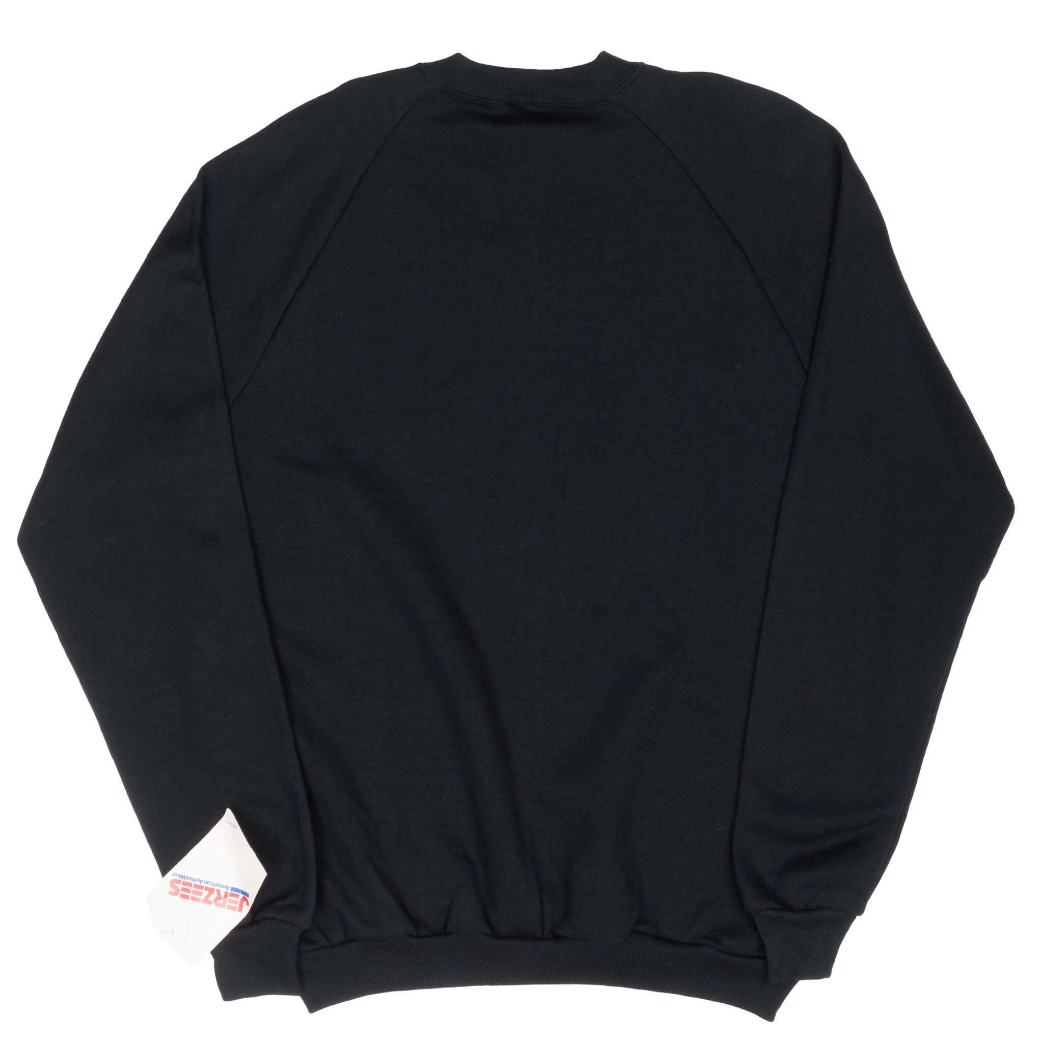 Vintage Jerzees Black Blank Crewneck Sweatshirt 1990 Size Large Made In Usa Deadstock