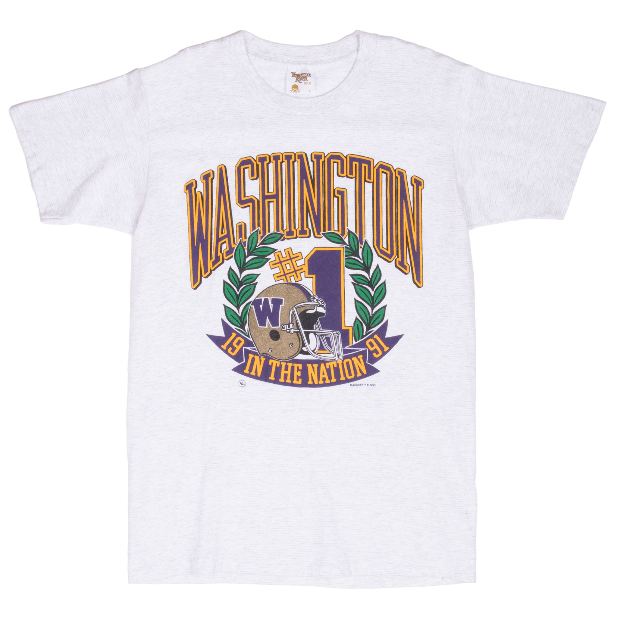 VINTAGE NCAA WASHINGTON HUSKIES NATIONAL CHAMPION 1991 TEE SHIRT MEDIUM MADE IN USA