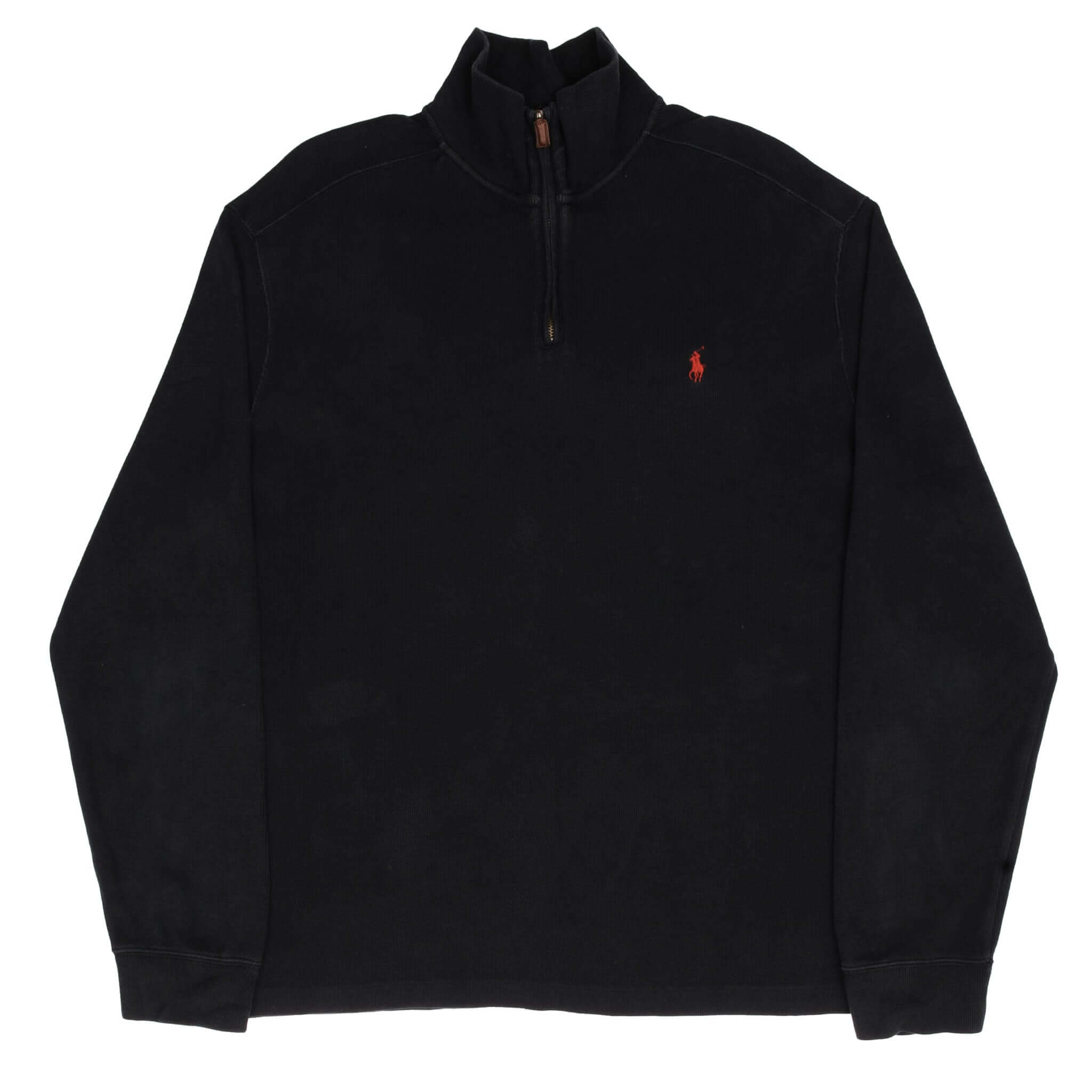 Vintage Polo Ralph Lauren Black Quarter 1/4 Zip Sweater 1990s Size XL