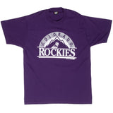 Vintage Mlb Colorado Rockies Tee Shirt 1991 Large Made In Usa With Single Stitch Sleeves