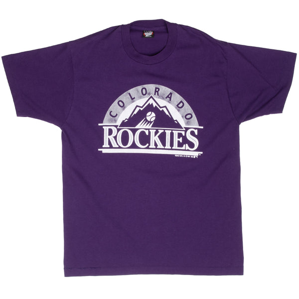 Vintage Mlb Colorado Rockies Tee Shirt 1991 Large Made In Usa With Single Stitch Sleeves