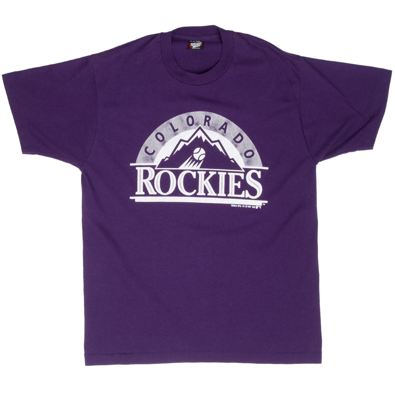 Vintage Mlb Colorado Rockies Tee Shirt 1991 Large Made In Usa With Single Stitch Sleeves
