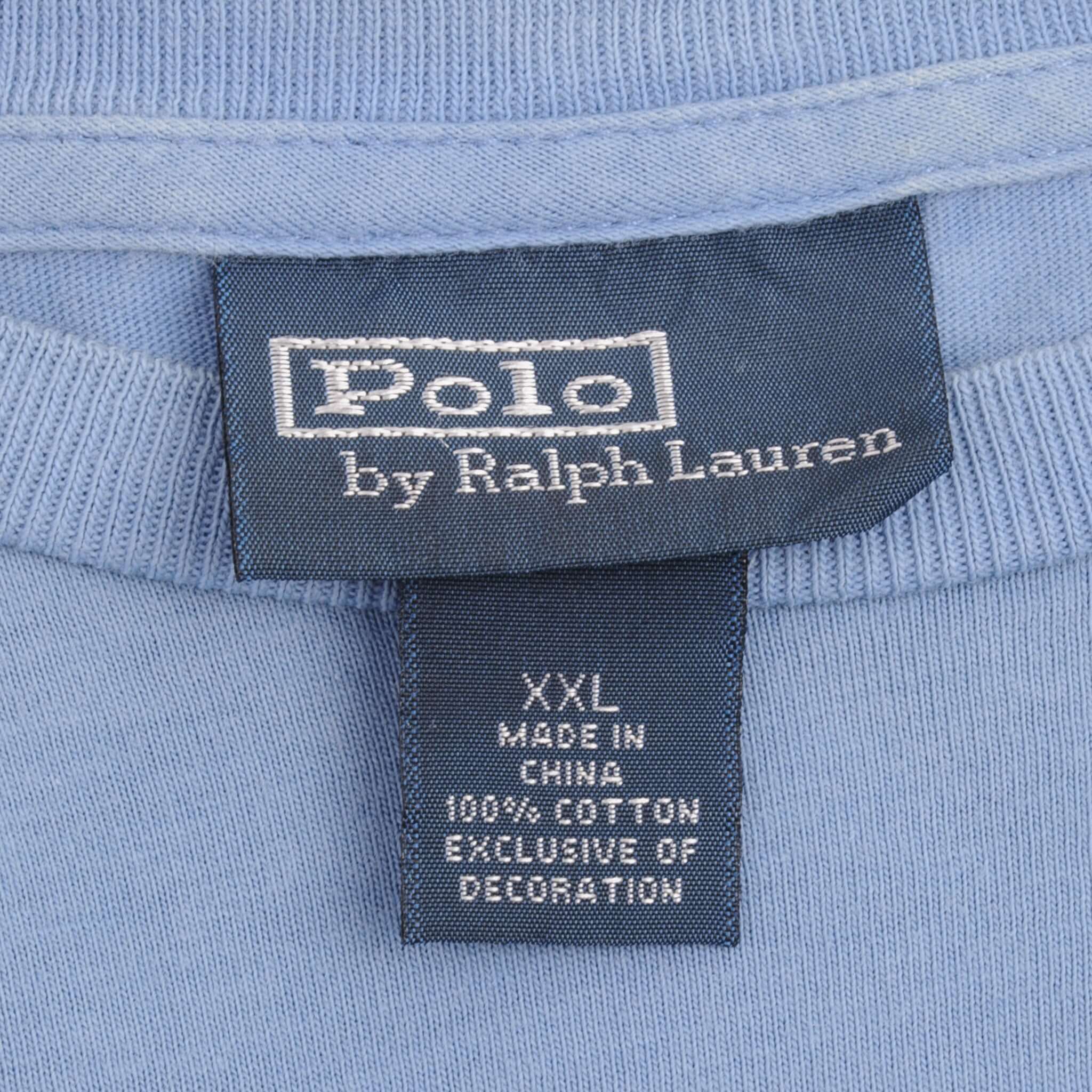 Vintage Polo Ralph Lauren Classic Blue Tee Shirt 1990S Size 2XL