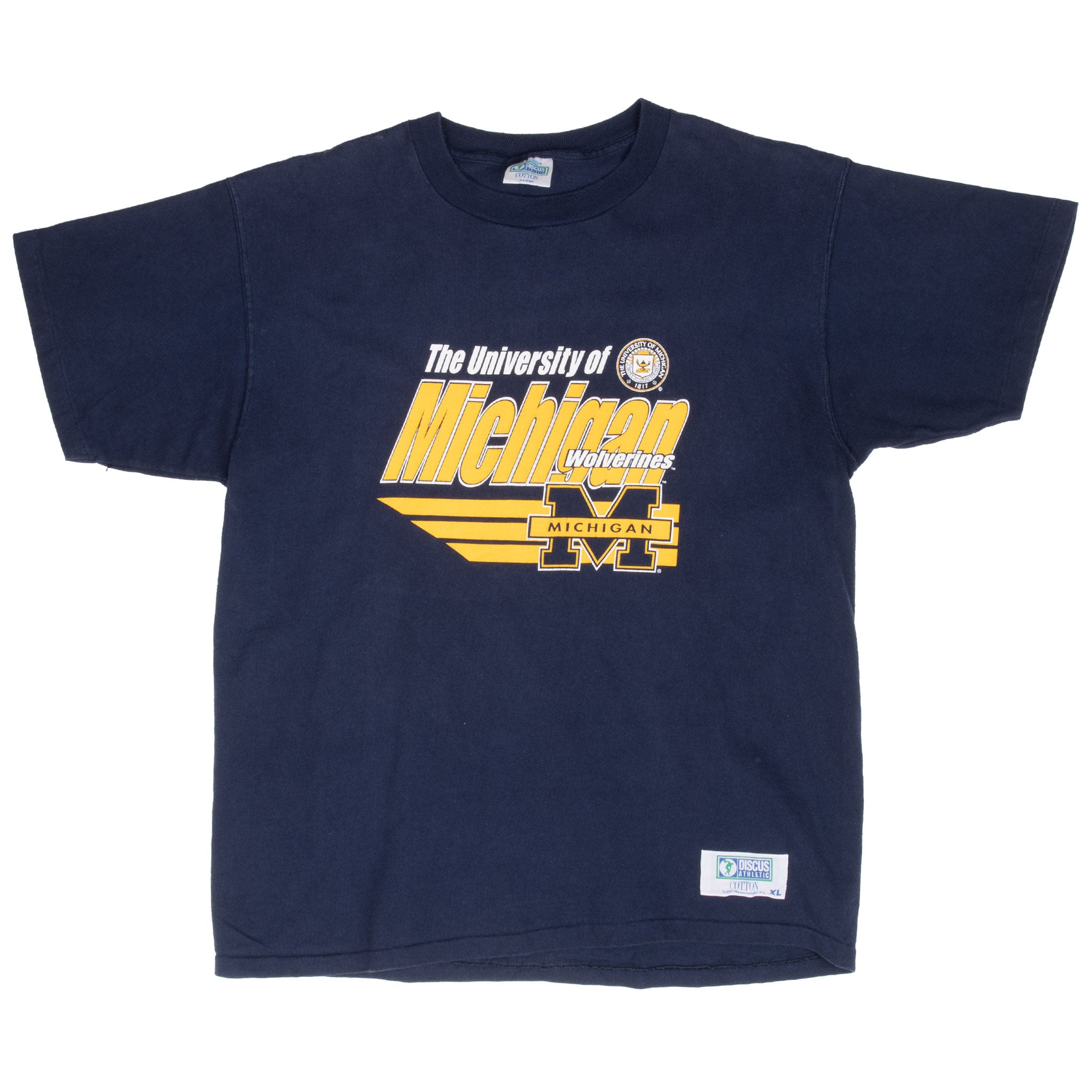 Vintage Ncaa University Of Michigan Wolverines Tee Shirt 1990S Large Made In Usa With Single Stitch Sleeves