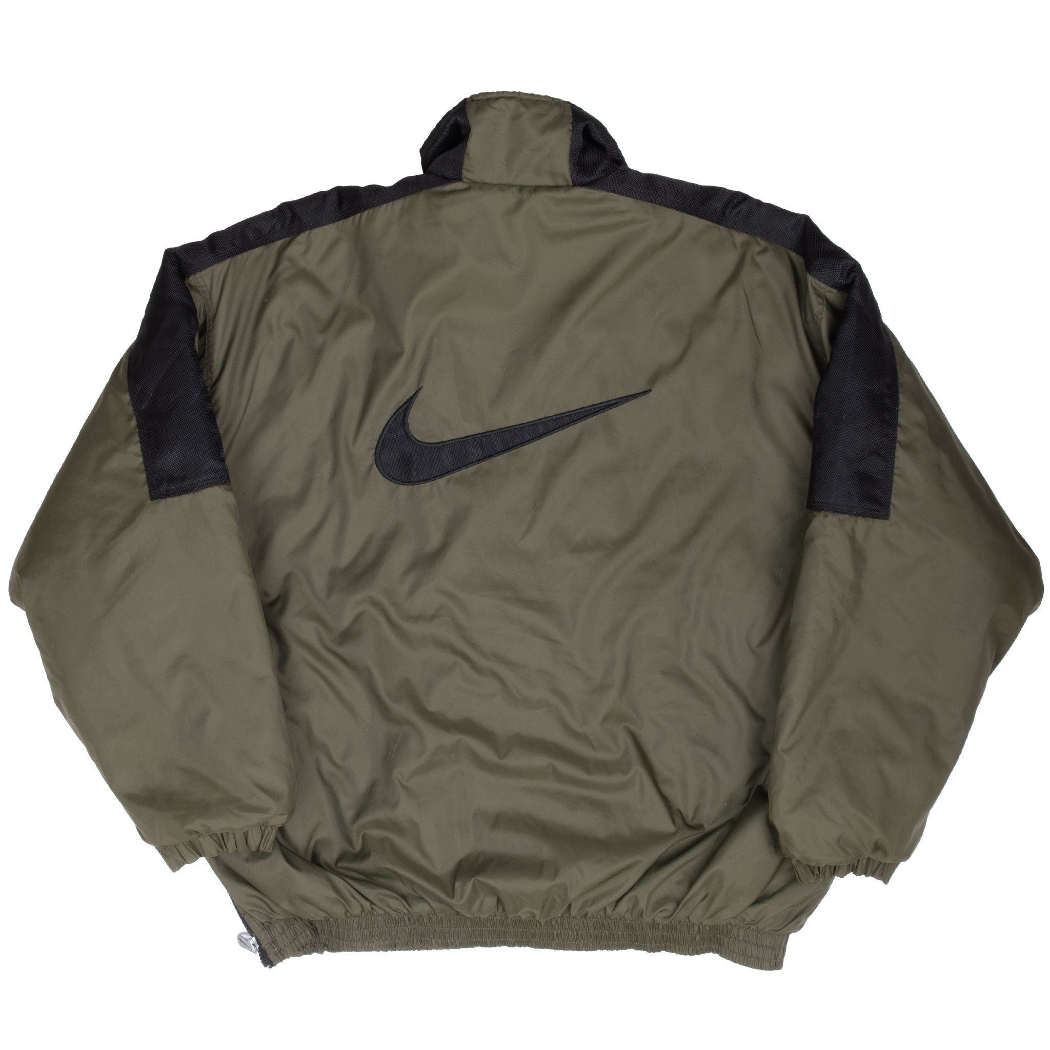 Vintage Nike Big Swoosh Green Heavy Windbreaker Pullover Jacket 1990S Size Large