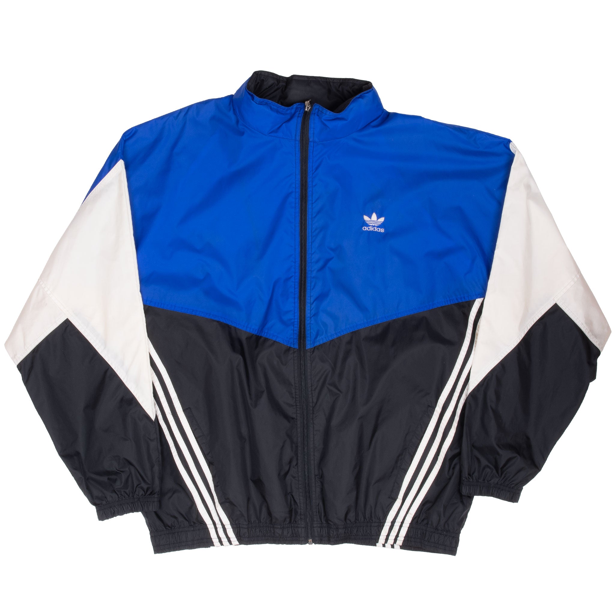Vintage Adidas Blue White Black 1990S Windbreaker Jacket Size XL