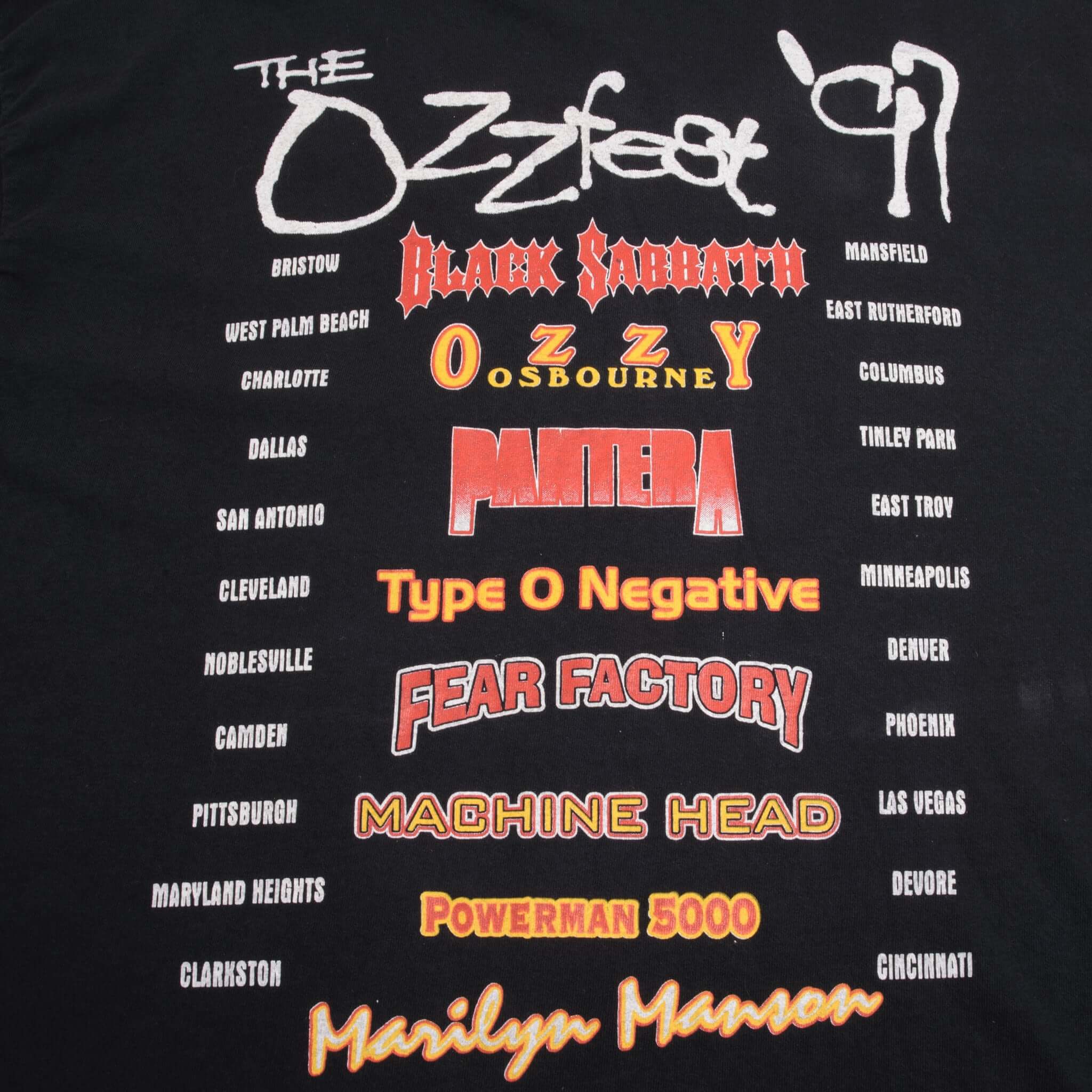 Vintage Ozzfest Ozzy Osbourne Black Sabbath Marilyn Monson 1997 Tee Shirt Size Large