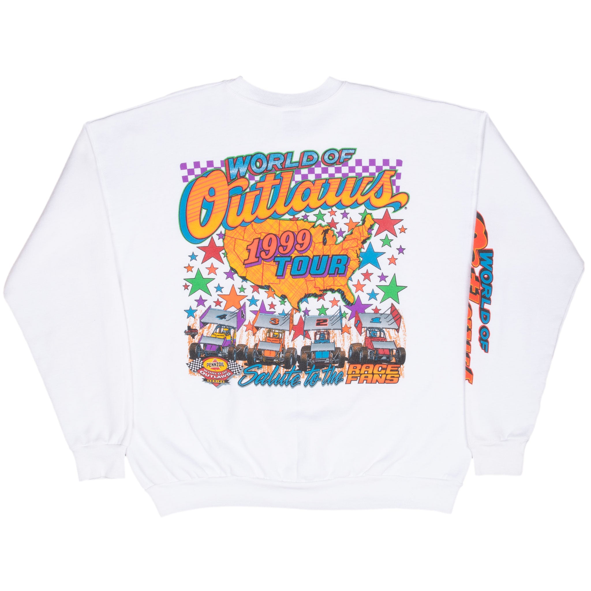 Vintage Dirt Racing World Of Outlaws Tour 1999 Sweatshirt Size XL