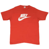 Vintage Nike Spellout Swoosh Red Tee Shirt 1970S Size XL Made In USA With Single Stitch Sleeves